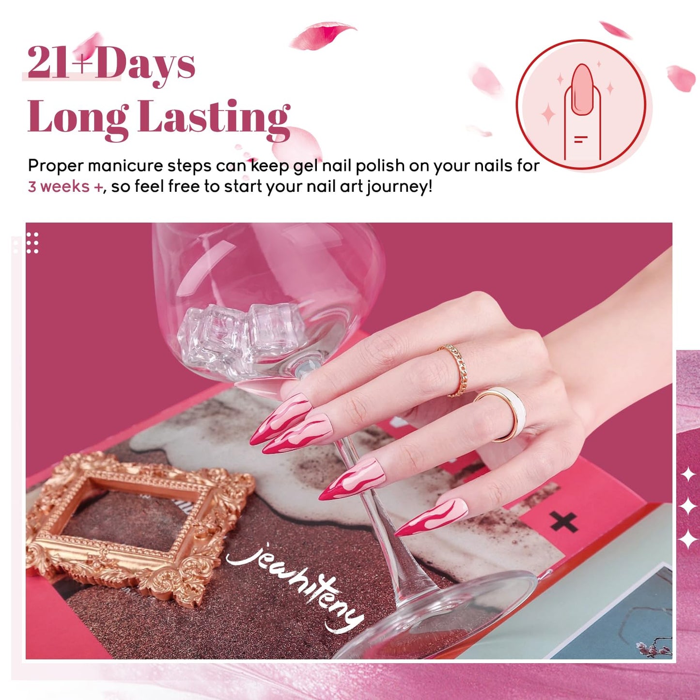 JEWHITENY 45PCS Gel Nail Polish Kit with U V Light LED Nail Lamp 40 Colors Set Manicure Nail Gel Kit