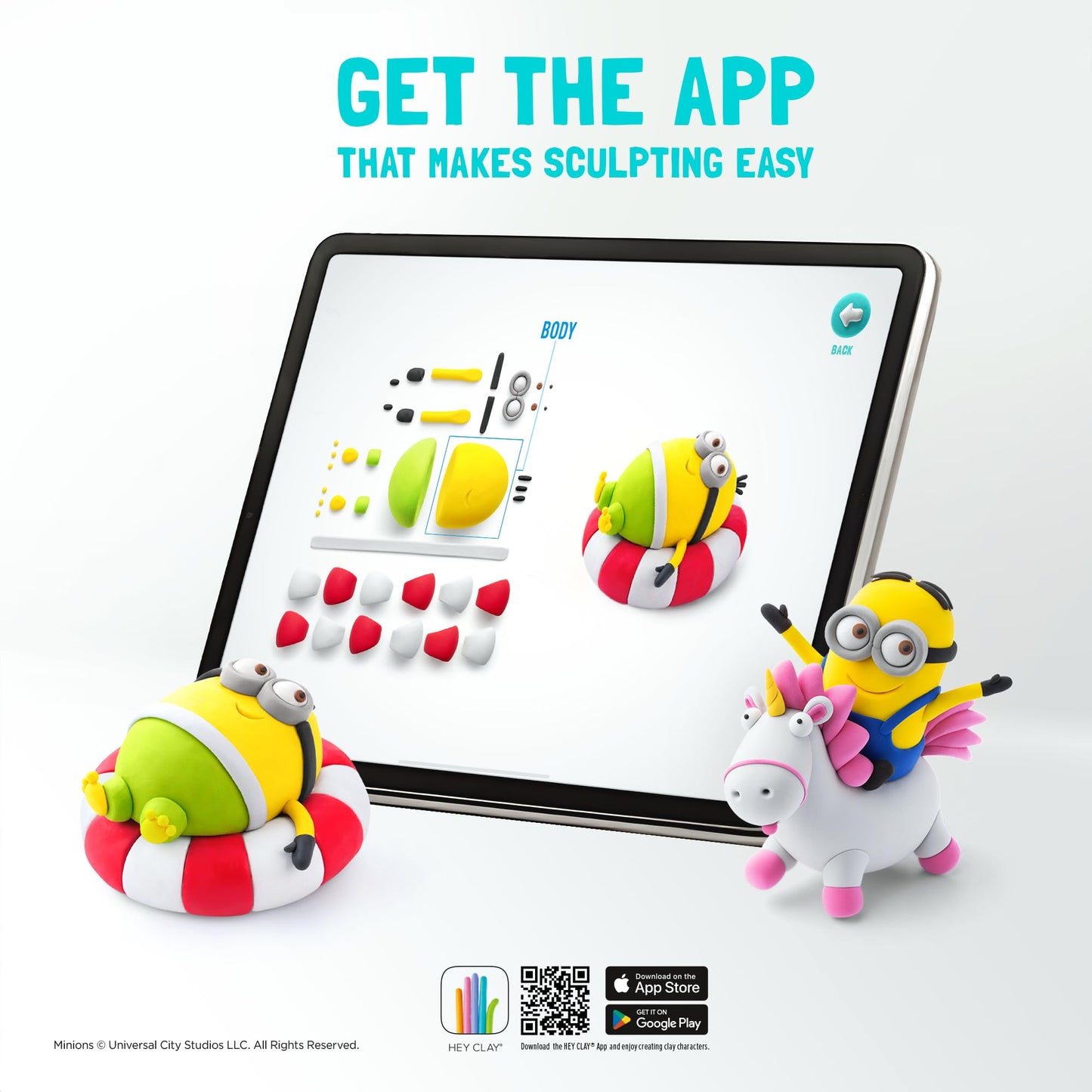 HEY CLAY Minions - Colorful Modeling Air Dry Clay for Kids - Air Dry Clay Kit 5 Cans and Sculpting Tools with Fun Interactive Instructions App - Age 3 and up (Dave & Fluffy)