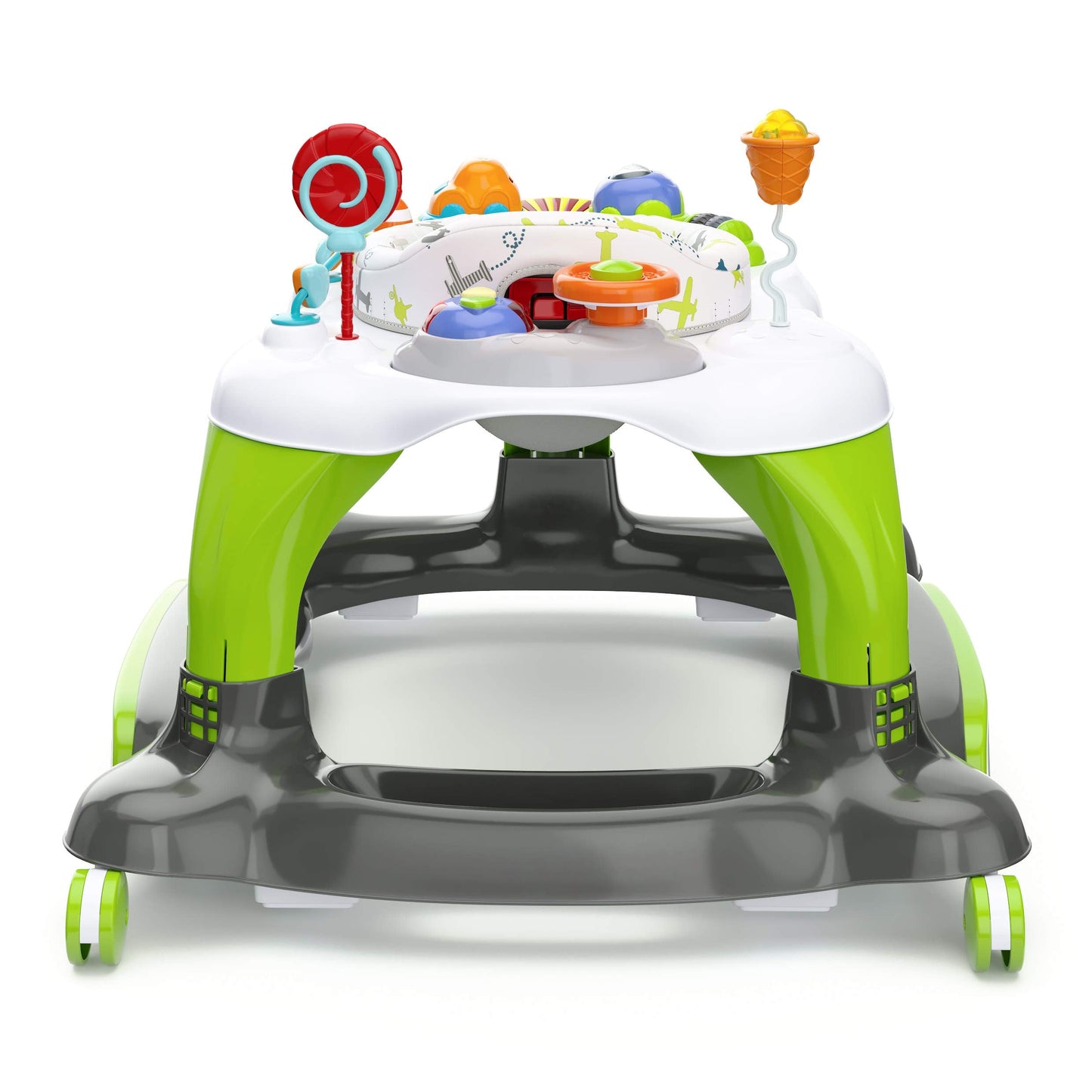 Storkcraft 3-in-1 Activity Walker and Rocker with Jumping Board and Feeding Tray, Interactive Walker with Toy Tray and Jumping Board for Toddlers and Infants, Green