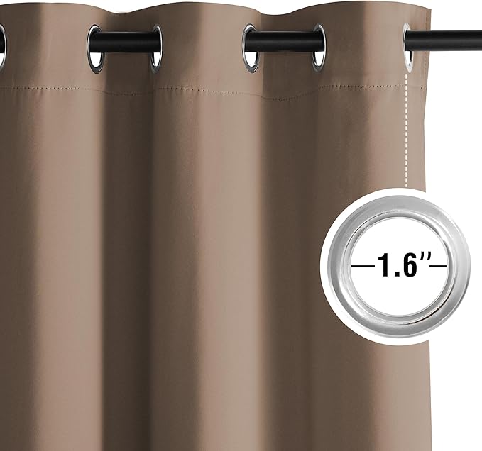 NICETOWN Room Darkening Draperies Curtains Panels, 2 Panels Cappuccino W52 x L108