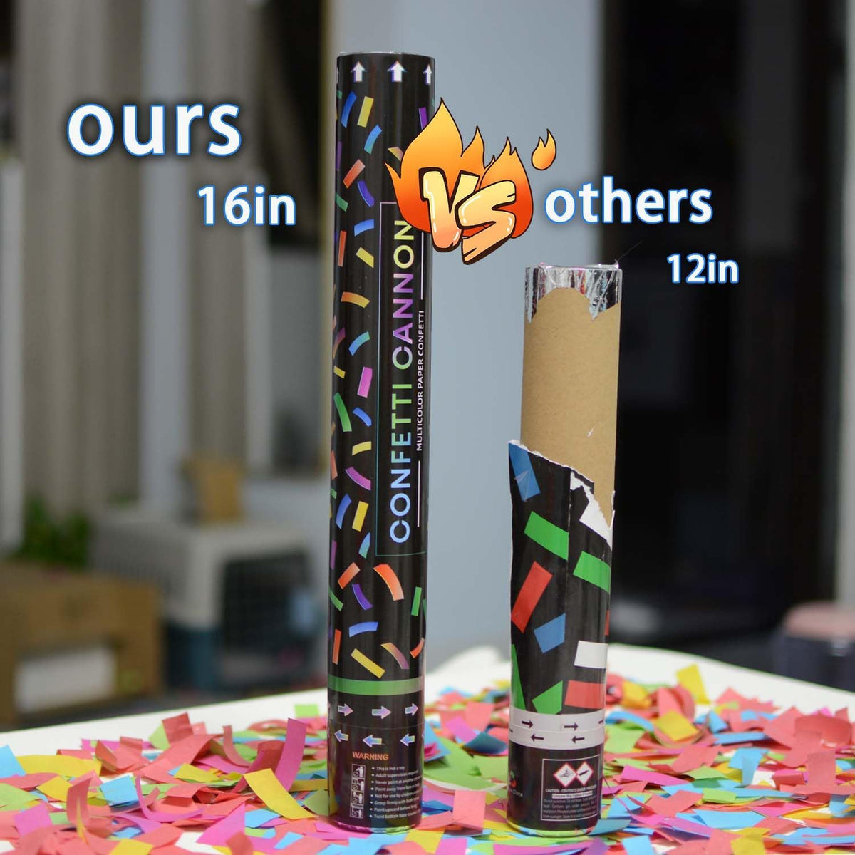 16 Inch [6 Pack] Biodegradable Confetti Cannon Party Poppers Party Supplies, Air Powered | Launches 20-25ft | Celebrations, New Year's Eve,Birthdays,Christmas and Weddings