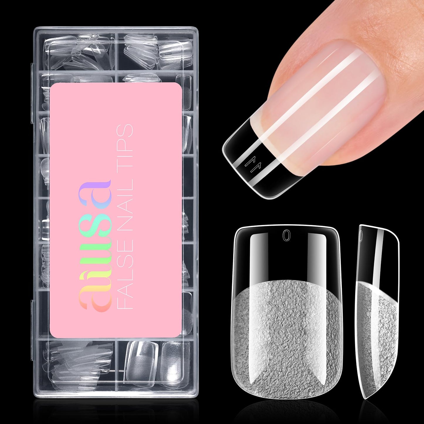 AILLSA Short Square Nail Tips - Half Matte False Nail Tips 15 Sizes 120pcs Pre-filed Nails Tips, Fake Tips Press on Nails for Home Salon Daily Nail Art