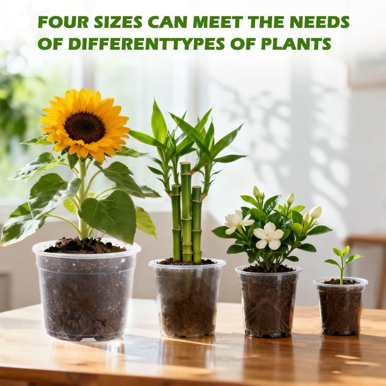 Generic 36 Pack Clear Nursery Pots with Drainage Holes, Transparent Plastic Planters for Indoor and Outdoor Use, 3.5/5/6/7 Inch Seed Starter Pots Flower Pots for Plants