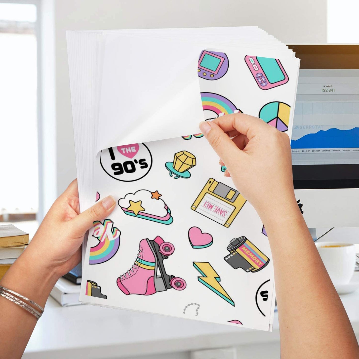 QYH Printable Vinyl Sticker Paper for Inkjet & Laser Printer - Matte White Waterproof, 50 Sheets Vivid Colors, Compatible with Cricut, Silhouette, Ideal for Small Business & DIY- 8.5"x11"