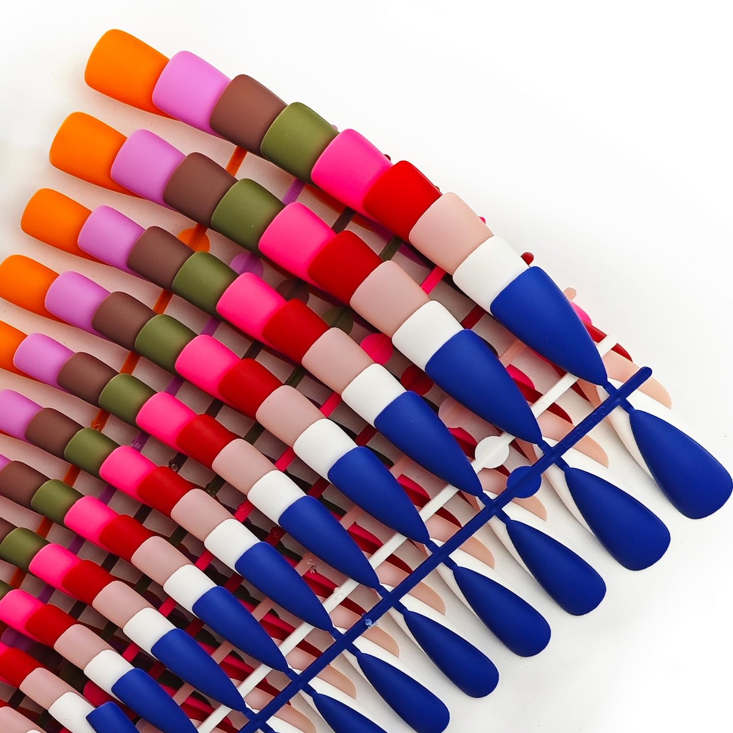 216 Pcs Press on Nails Stiletto Nail Press ons in 9 Colors Long Fake Nails in 12 Sizes Mate False Nails Full Cover Stick on Nails for Women Manicure