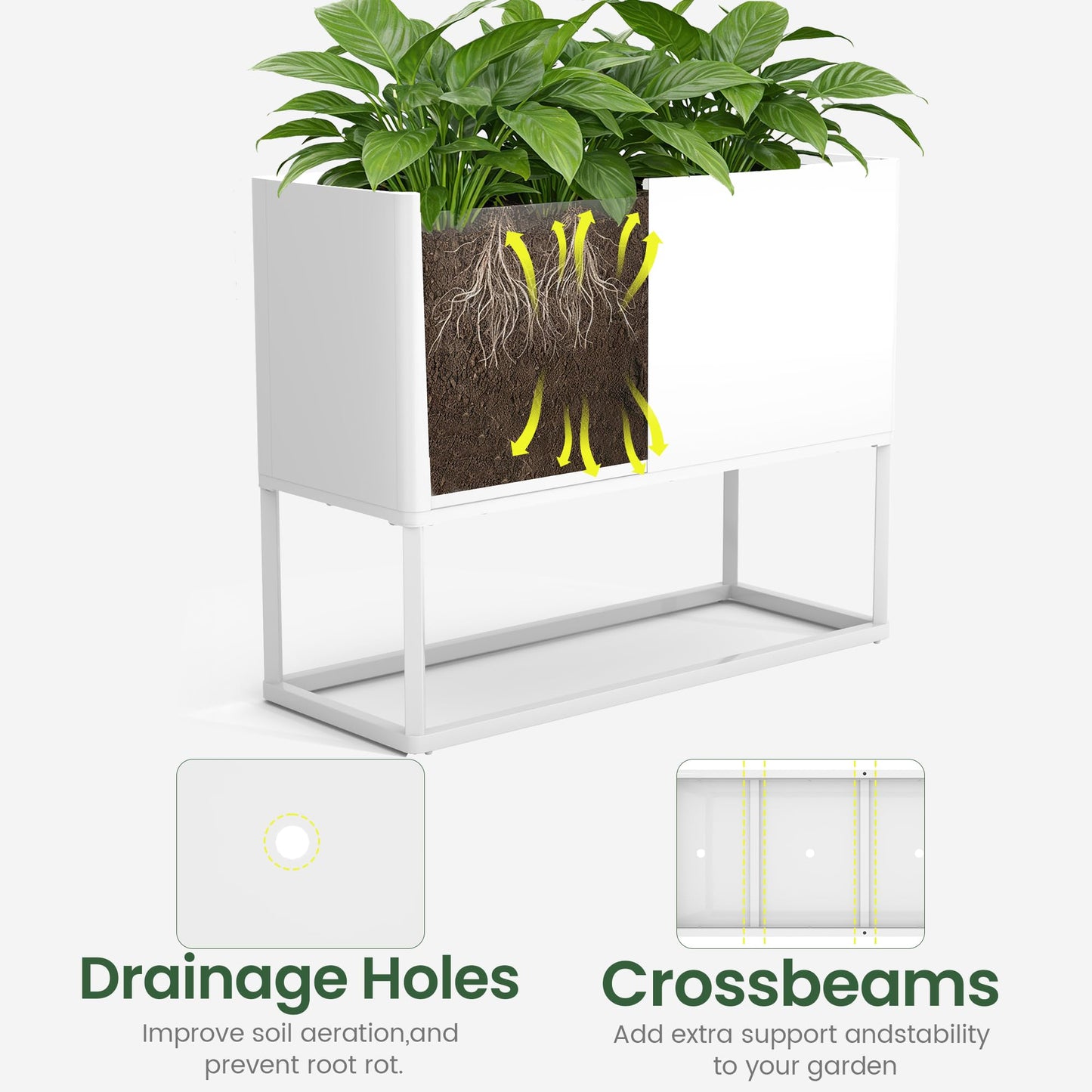 Modern Raised Metal Planter Box with Legs,38"L x 15"W x 30.5"H Outdoor Rectangular Planter,Durable All-Weather Use Elevated Planter for Commercial Patio, Balcony & Porch | Rounded Corner Design(1PCS)