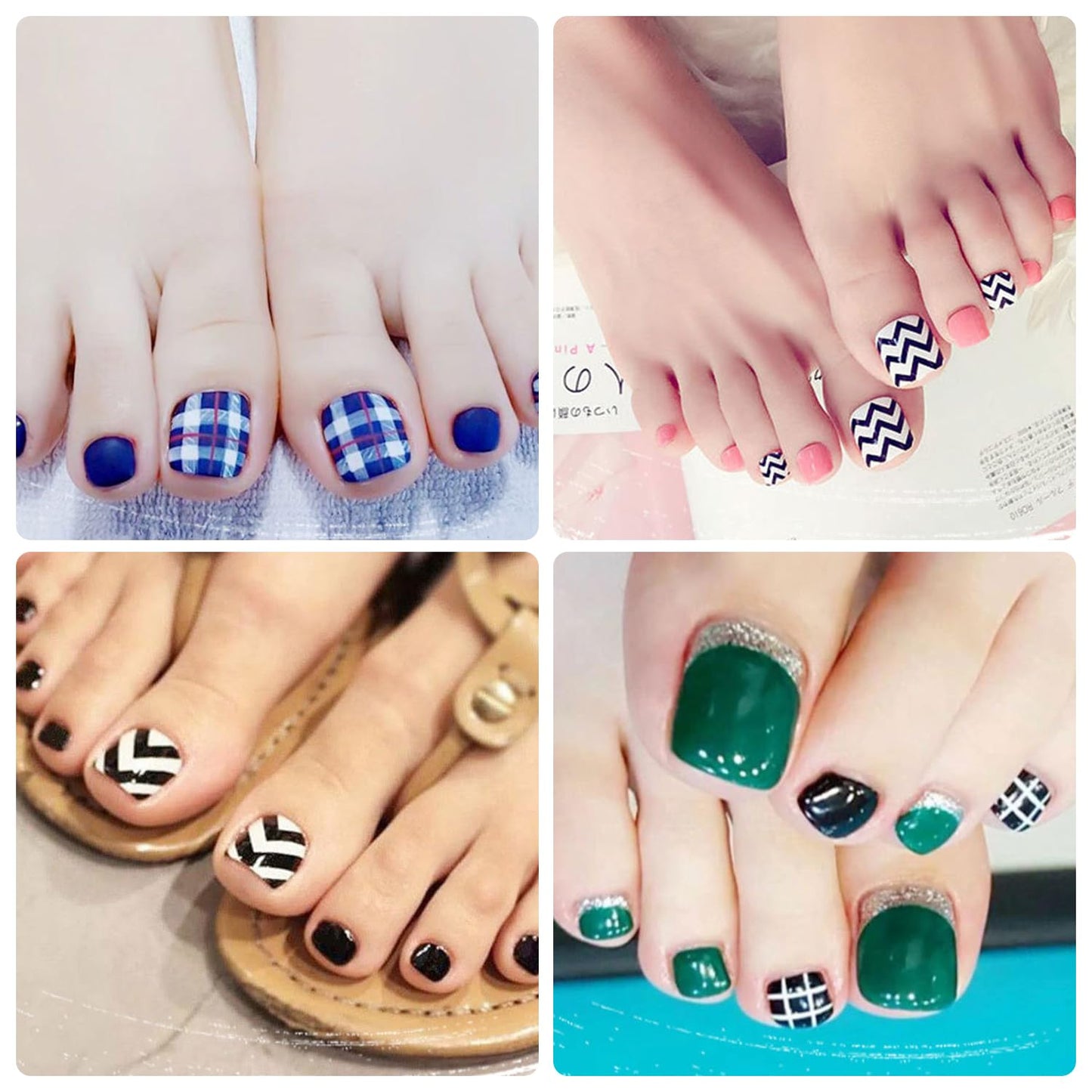 SILPECWEE 40 Sheets Toe Nail Stickers Full Nail Wraps for Women Solid Color Flower Toenail Polish Strips Nail Polish Stickers Self Adhesive Manicure Stickers for Toes with 1pc Nail File