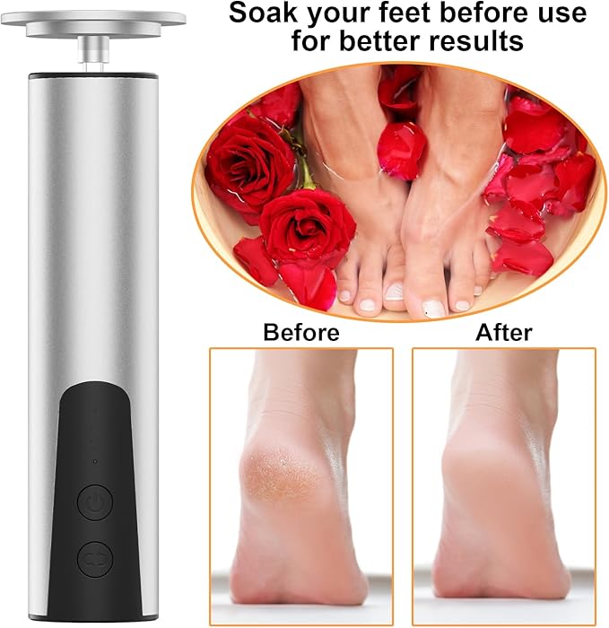 ele ELEOPTION Electric Callus Remover for Feet Electric Foot File Nail Grinder 6 Speed Adjustable Rechargeable Professional Foot Sander Pedicure Tool for Feet Dry Dead Skin Silver