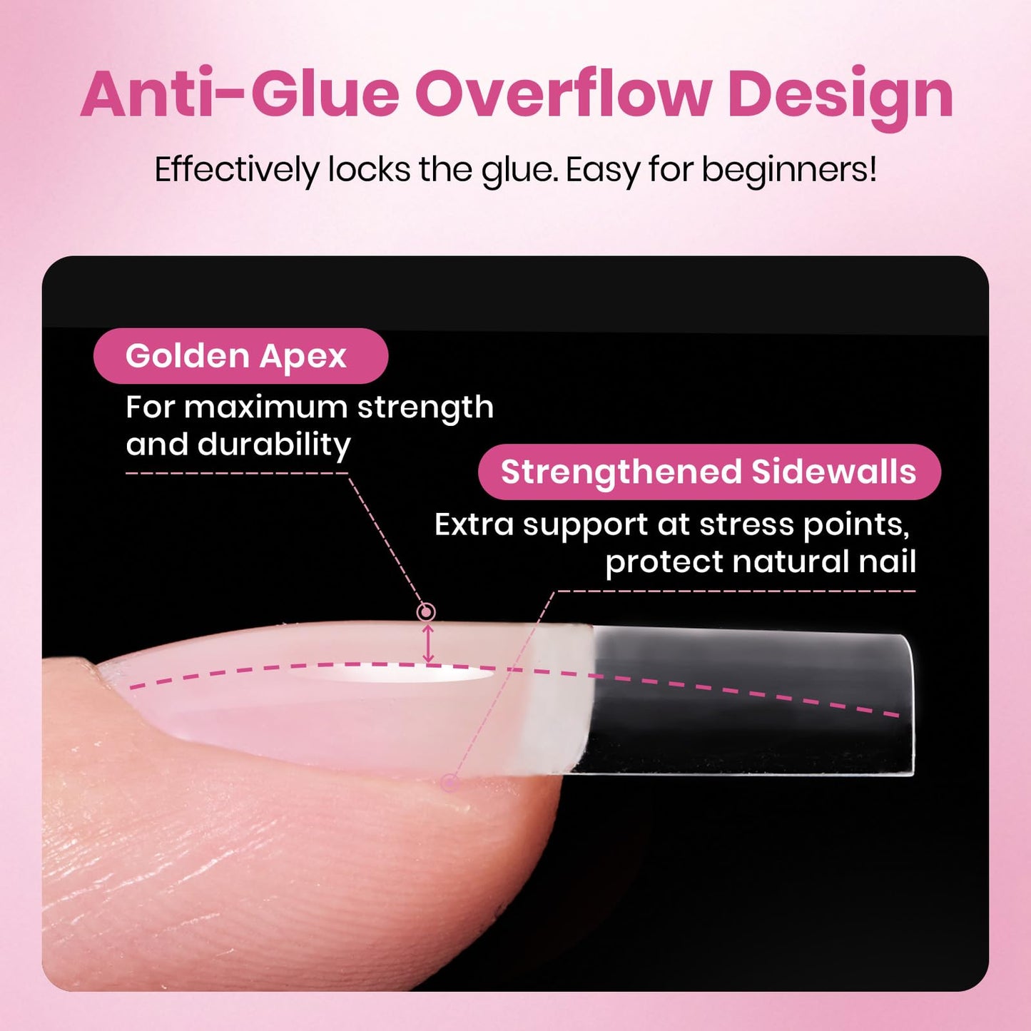Beetles Gel Nail Tips Flat-X- Square Medium, 320pcs 16 Sizes(00-14), Pre-Etched Half Matte Full Cover Soft Gel Nail Tips, Clear Press on False Nail Extension Acrylic Fake Nails, Easy DIY Salon Art