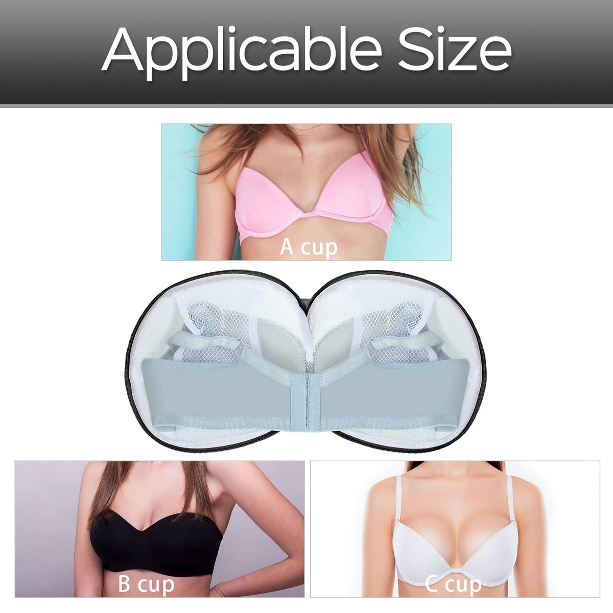 6 Pcs Bra Washing Bag for Laundry Storage Women 7.87 Inch Black