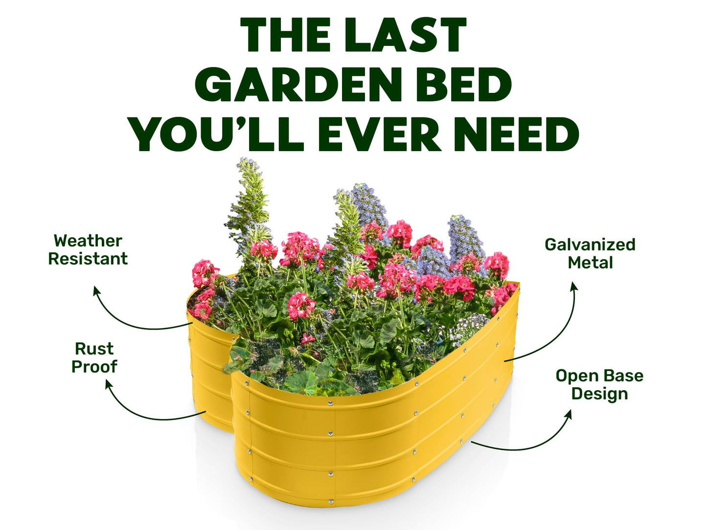 Plant & Plot Galvanized Raised Garden Beds Outdoor // Planter Raised Beds for Gardening, Vegetables, Flowers // Large Metal Garden Box (Yellow) // Tool-Free Assembly