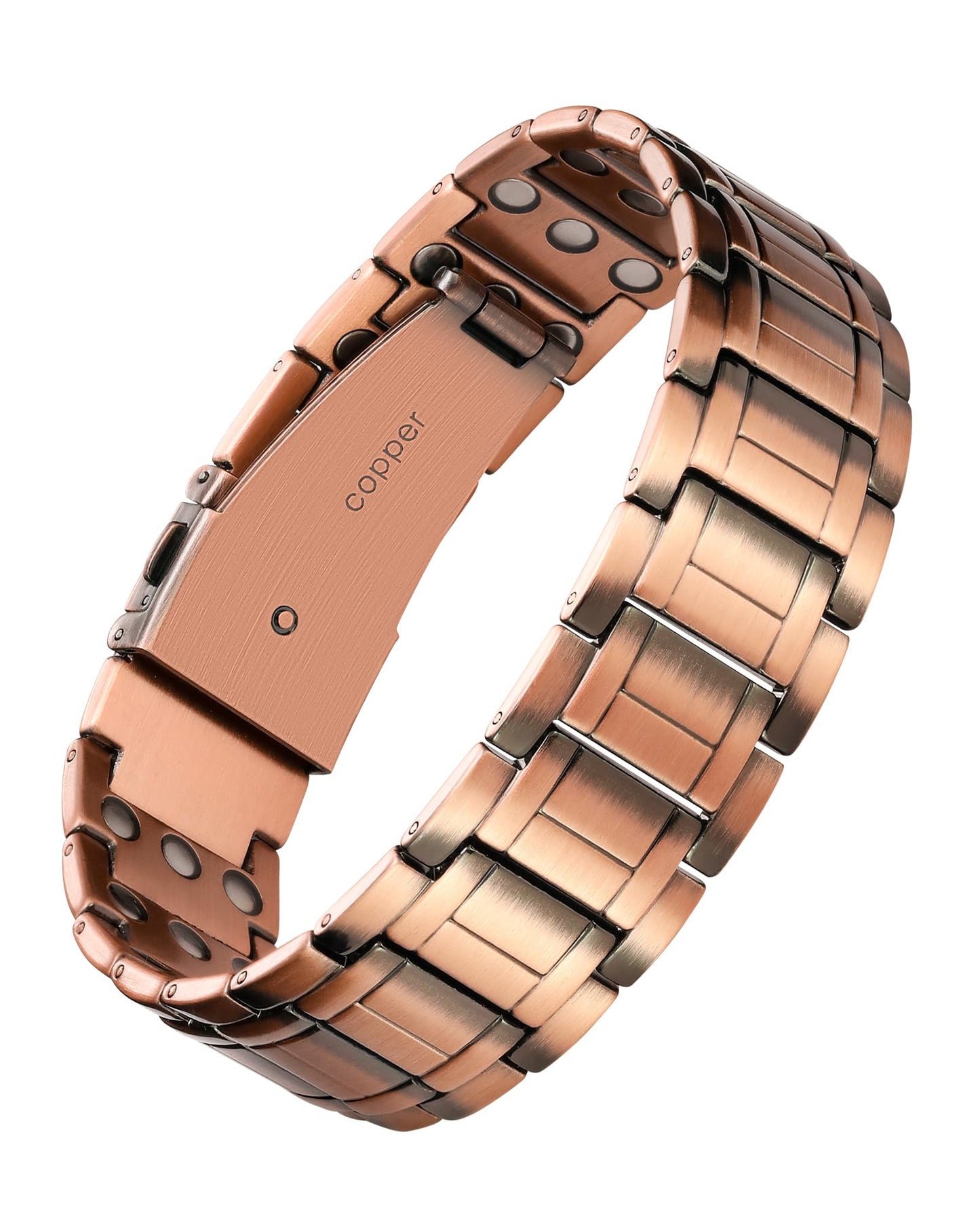 Jecanori 3X Strength Copper Bracelets for Men, Mens Pure Copper Magnetic Bracelet with Upgraded 3800 Gauss Magnets, Premium Fold-Over Clasp & Sizing Tool
