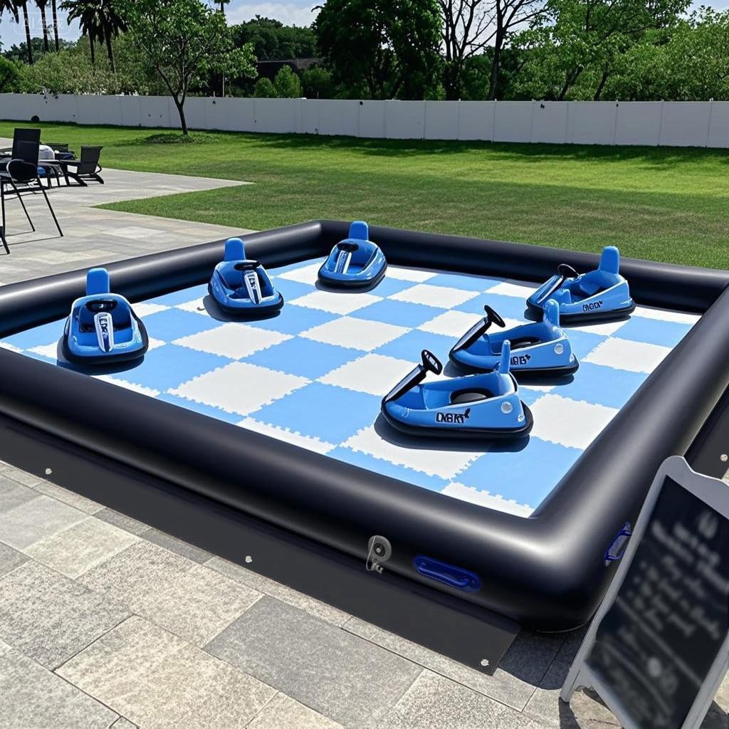 CZGBRO Inflatable Bumper Car Racing Track - Mini Inflatable Race Track with Pump Go Kart Race Pipe Without Bottom(Black, 10 * 10FT)