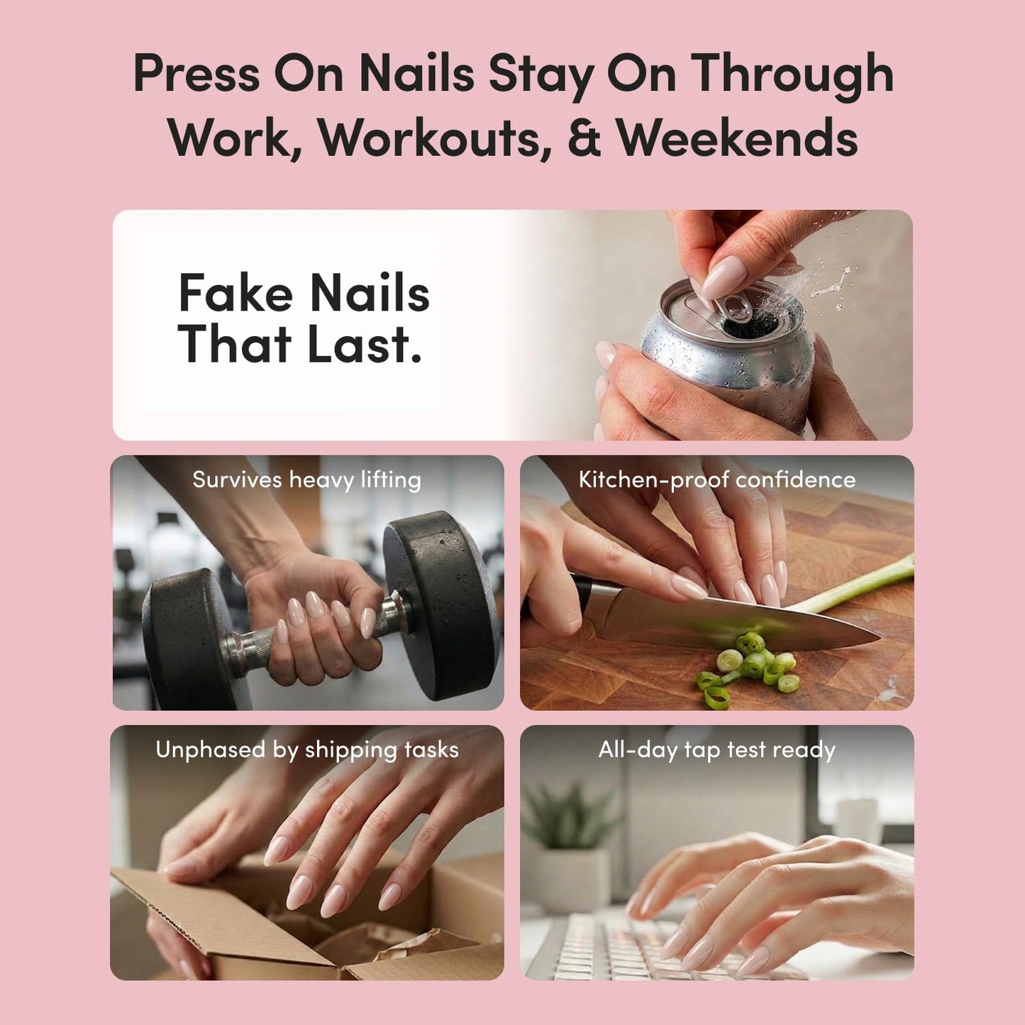 Glamnetic Press On Nails - Short Squoval Fake Nails with French Tips & Lemons | Salon Quality Summer Nails | Limonata |15 Sizes - 30 Nail Kit with Glue