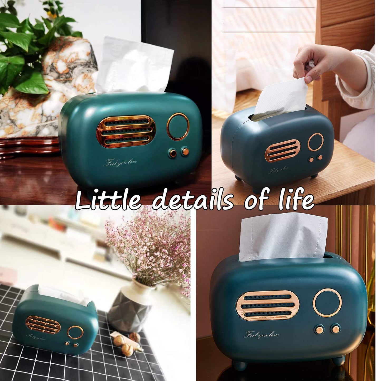 Retro Radio Shape Tissue Cover Box, Practical and Cute for Kitchen,Bathroom Vanity Countertops, Bedroom Dressers,Night Stands, Desks and Tables, Creative Gift (Retro Radio)