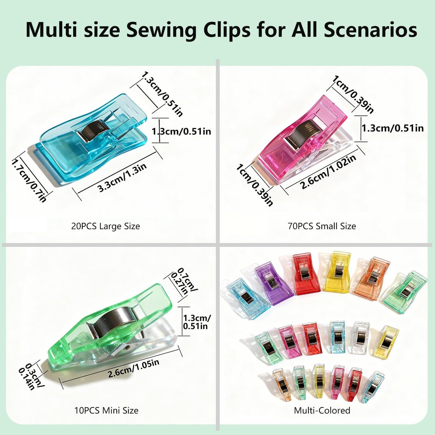 XWCSEWING Sewing Quilting Seam Kits and supplies-100 Pcs Plastic Sewing Clips and 200 Pcs Stainless Steel pins with Magnetic Holder