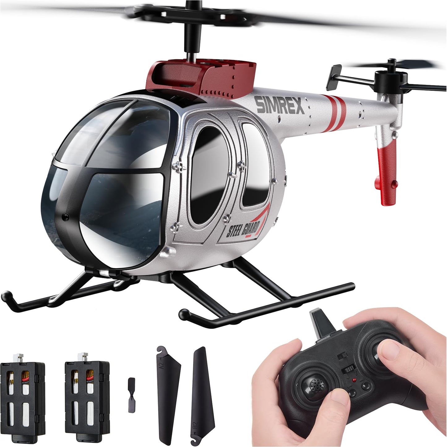 SIMREX RC Helicopter Toy for Kids & Beginners – Altitude Hold, 2 Speeds, Rechargeable with 2 Batteries, Indoor/Outdoor Hands-on Play, Ideal Gift for Boys Girls