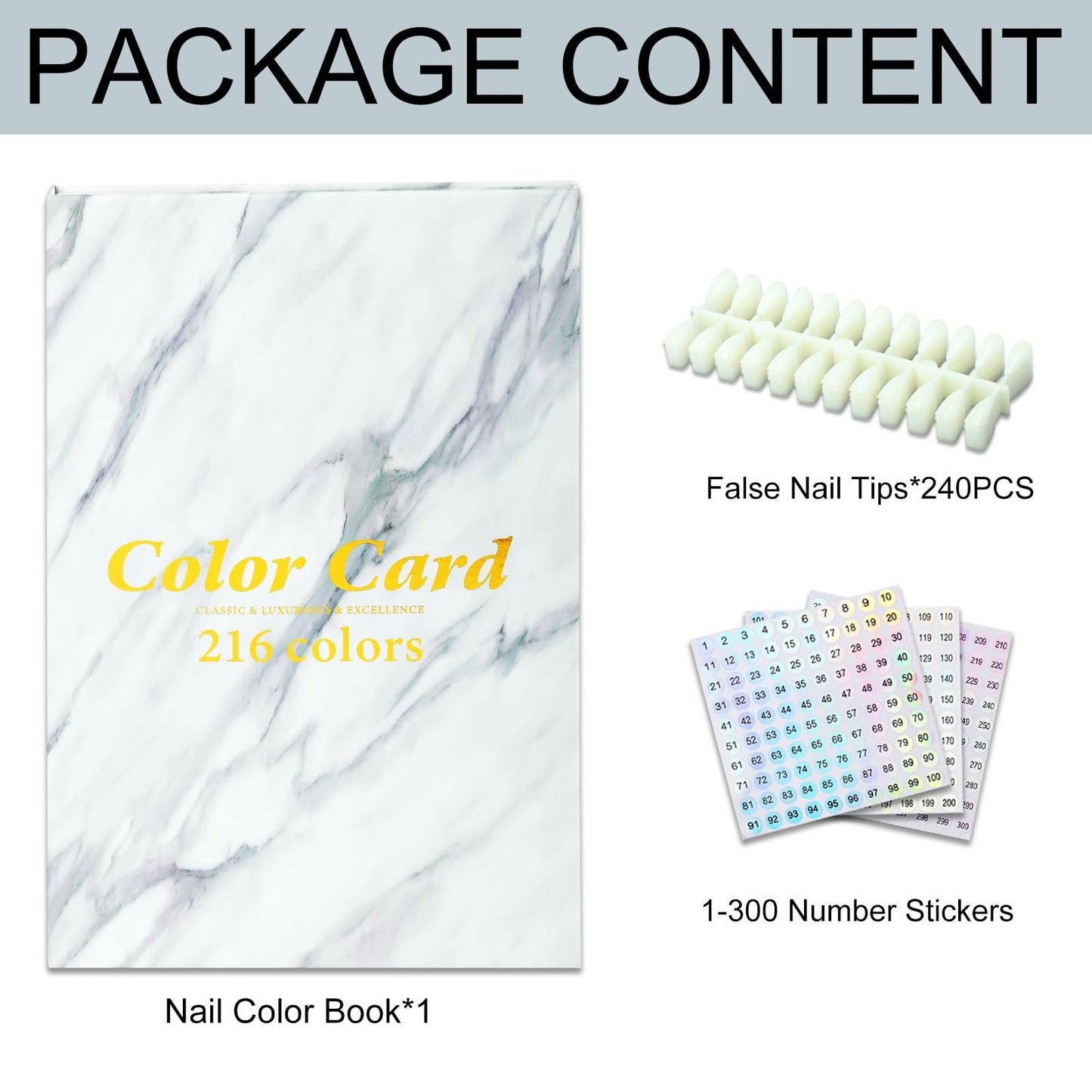 C12rtive 216 Nail Colors Book,Professional Nail Polish Chart Book with 240 Practice Tips & 1-300 Number Labels, Pre-Numbered Slots,Perfect for Salons and Home Use(Marble)