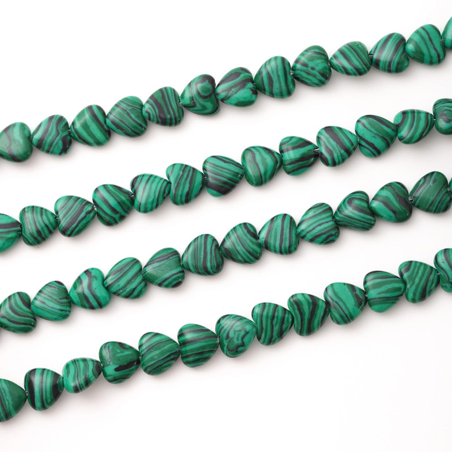 Natural Heart Shaped Malachite Stone Beads 10mm Loose Crystal Healing Beads for DIY Necklace Bracelet Making Gemstone Craft Supplies