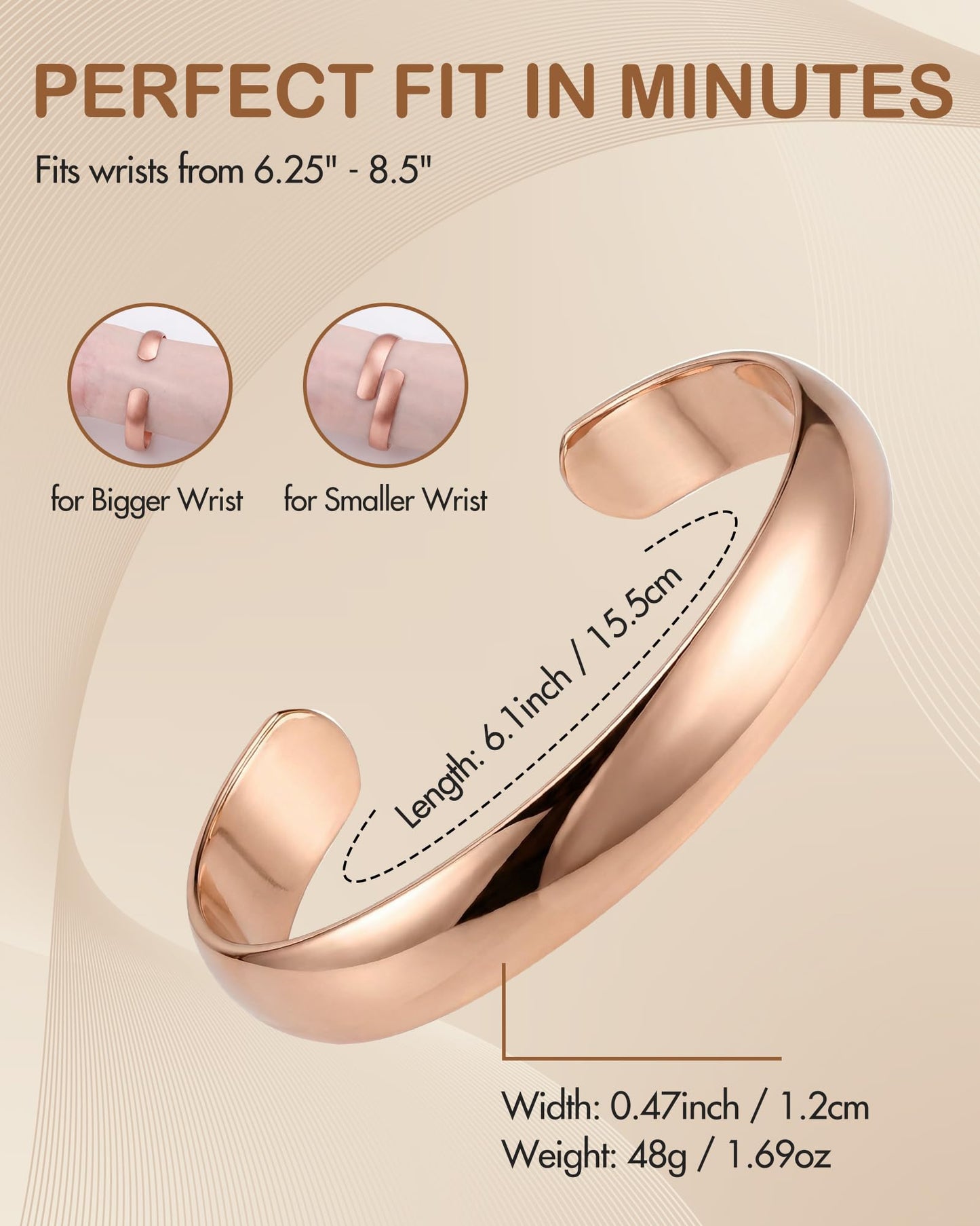 Feraco Pure Copper Bracelets for Women & Men, 99.99% Real Copper Tibetan Cuff Bangle, Adjustable Handmade Jewelry Gift