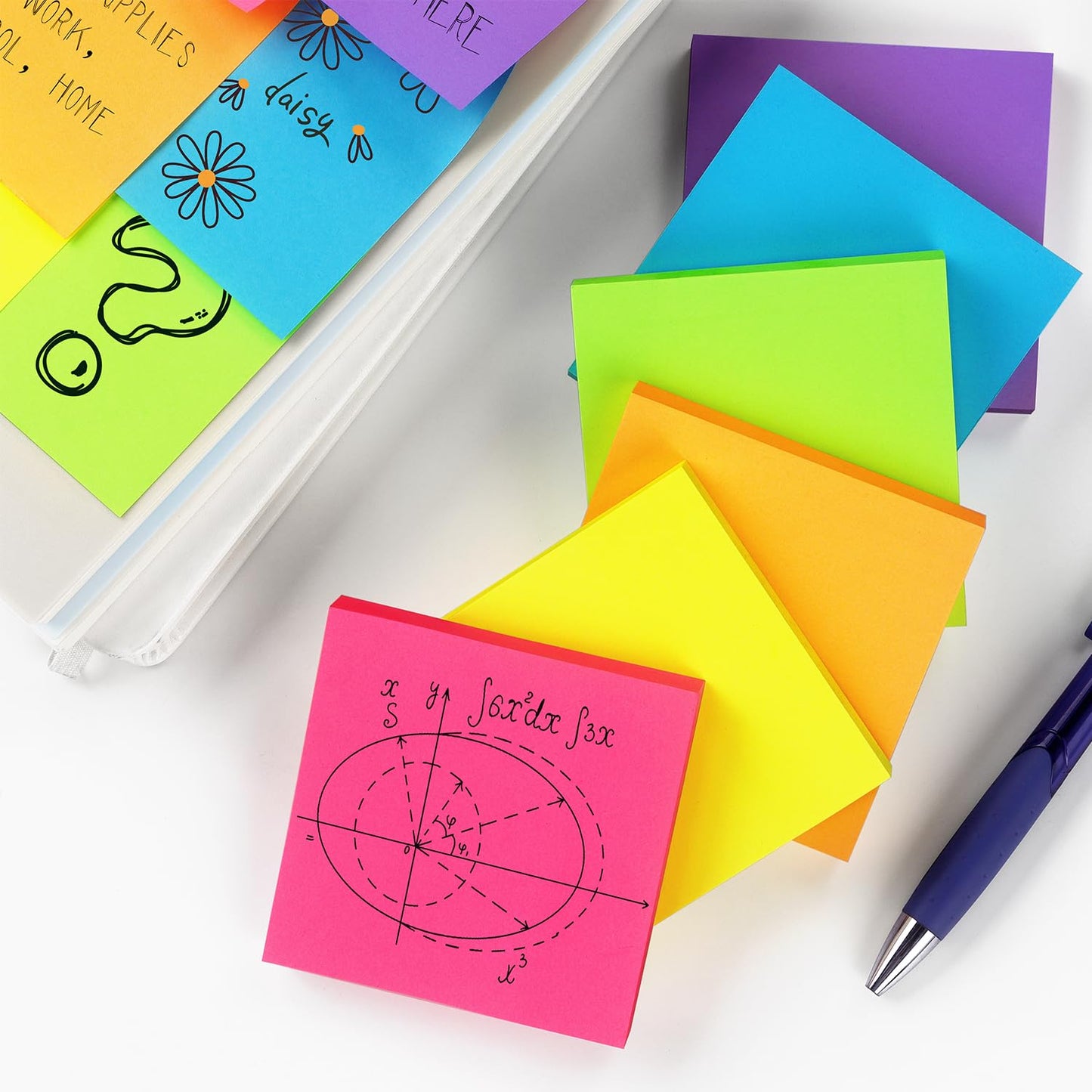 Pop Up Sticky Notes 3x3 inch Bright Colors Self-Stick Pads 24 Pads/Pack 70 Sheets/Pad Total 1680 Sheets