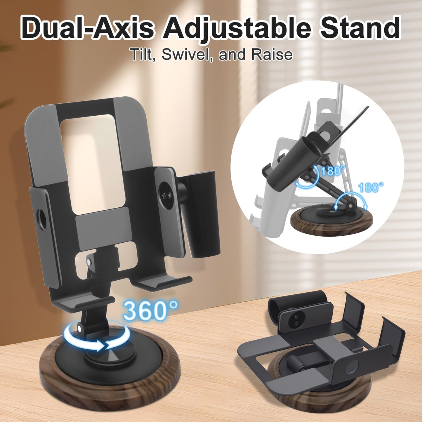Diesisa Nail Drill Machine Holder - Nail Drill Holder Stand - 360° Rotatable - With Pen Holder - Portable Acrylic Nail Tools - Professional Manicure Tool Organizer for Nail Salon & Home Use - Brown
