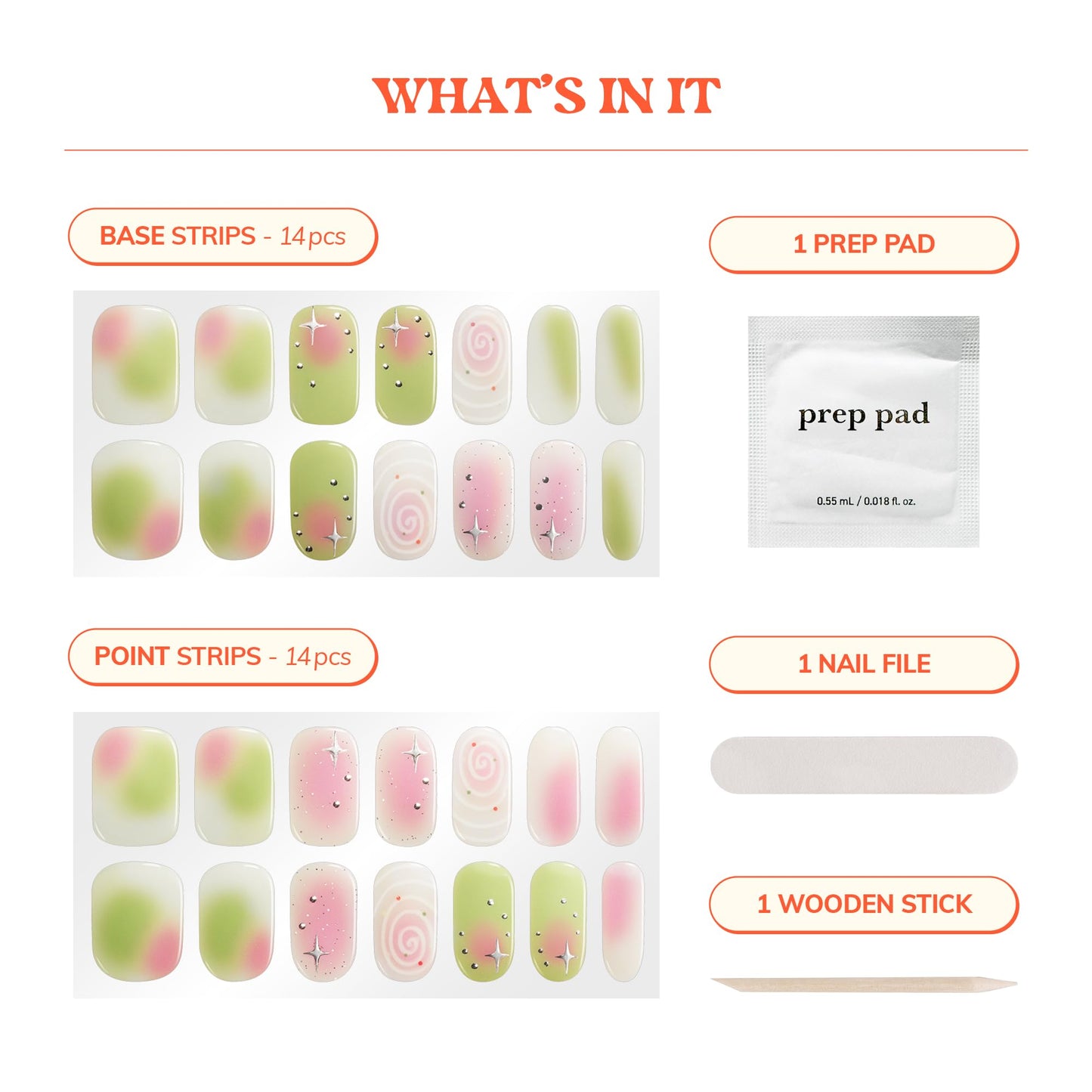 Heyhae Semi Cured Gel Nail Strips Assorted Bundle (4 Pack) | No LED Lamp Needed | Easy Apply & Remove, Salon Quality | Includes Strips, Prep Pads, Nail Files & Wooden Sticks - Coffee & Tea