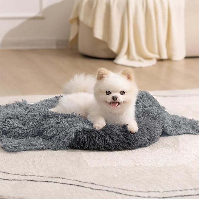 gogobunny Waterproof Dog Blanket for Couch & Furniture Protection - Super Soft Reversible Throw for Large Dogs & Cats, Calming Washable Fur & Sherpa Pet Blanket (25x35 Inch, Stone)