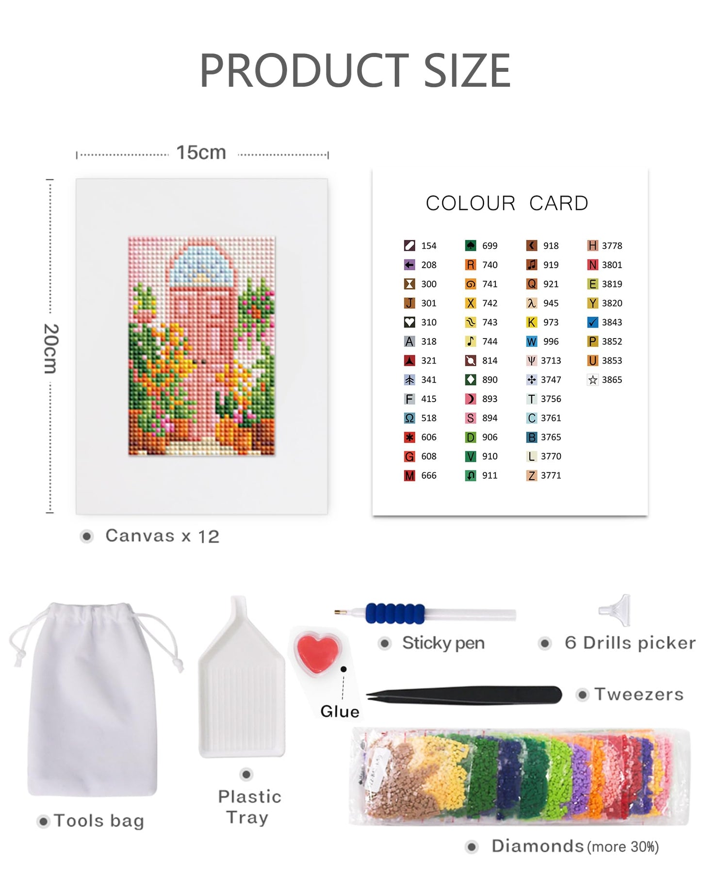 PeakLuv 12 Pcs Small Diamond Art Kits, Floral Gateway Mini Diamond Painting Kits for Adults, 5D DIY Square Drill Diamond Dots, Quickly Finishable Flowers Gem Art for Home Wall Desktop Decor, 6X7in