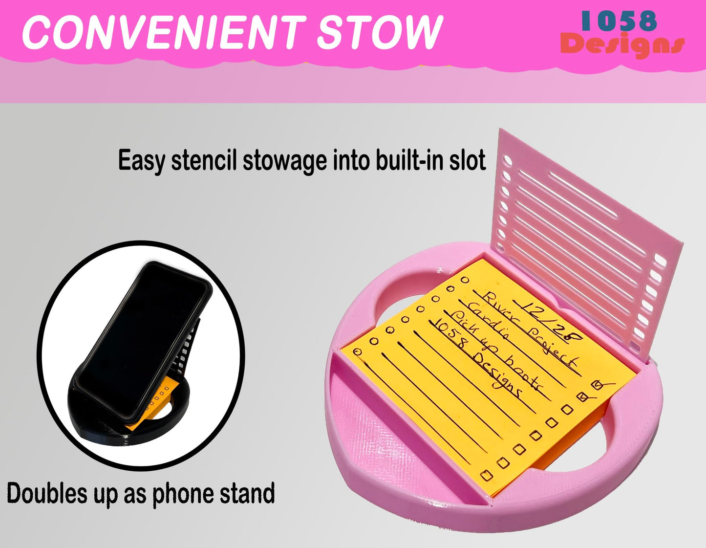 Heart Sticky Note Holder with Stencil Pink, Sticky Note Dispenser Compatible with Post-It Note, Post Note Organizer 3x3 Self Stick Note Pads Office Desk Accessories Gift Idea School Office Supplies