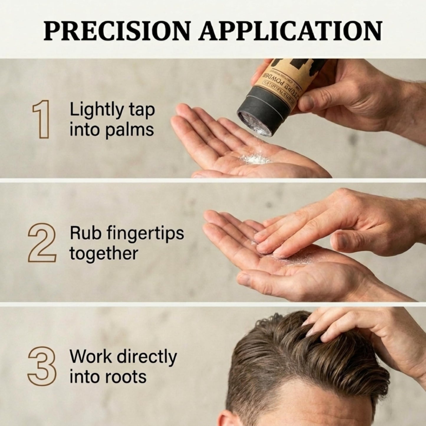 Seattle Pomade Co. Organic Based Texture Powder for Men. Creates Volume and Lift with organic materials. Fragrance Free. Globally sourced certified organic materials. Natural Hair Powder 2 oz NON-GMO