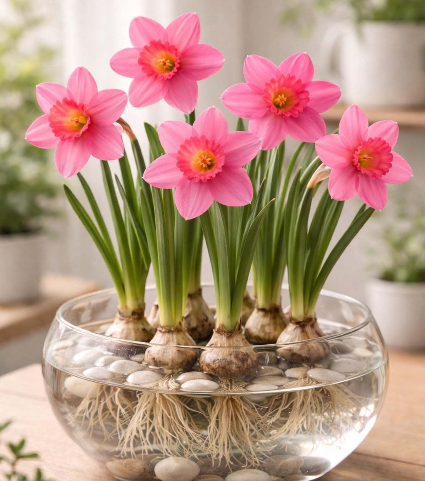 Indoor Pre-Chilled Pink Pony Daffodil Bulbs for Forcing Indoors - Easy to Grow in Water Indoors - Prechilled Indoor Bulbs - Bright Blooms During Cold Winter - Holiday Hostess Gift (5 Bulbs)