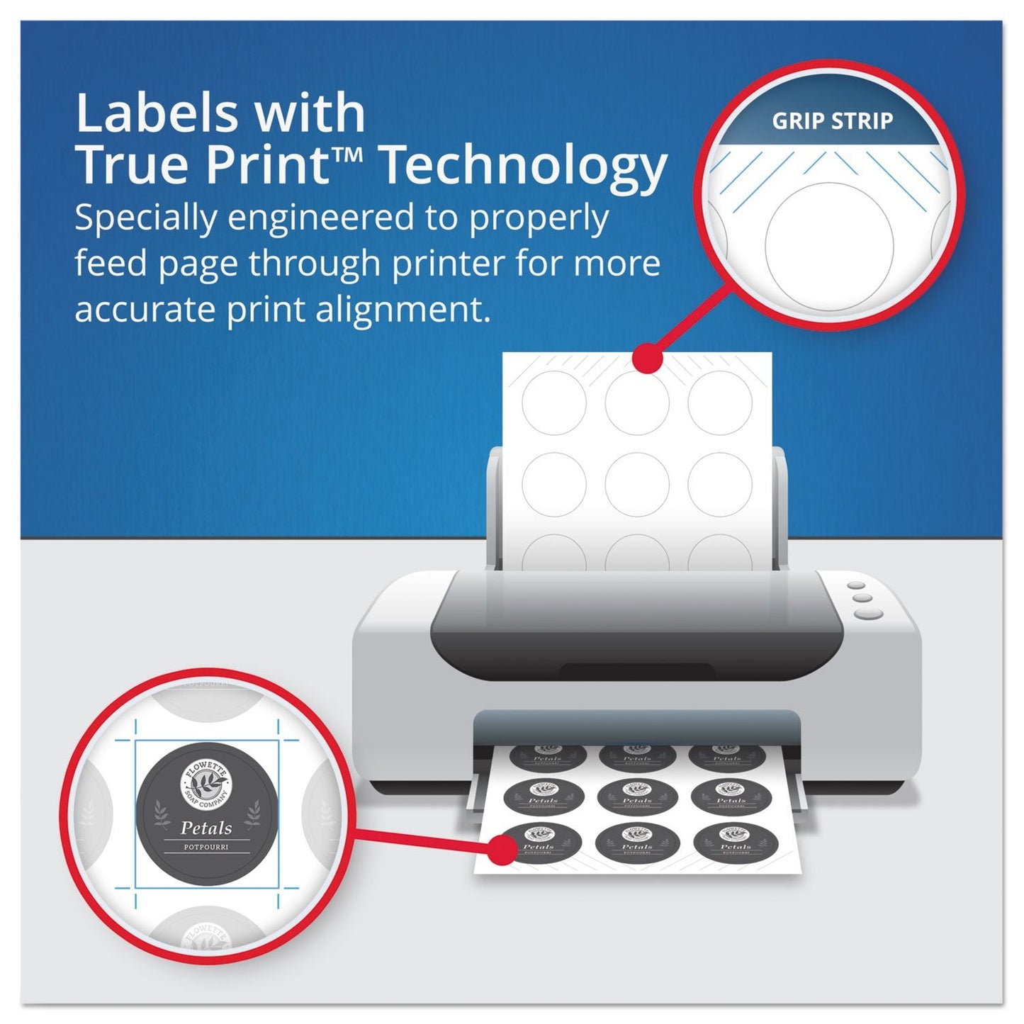 Avery Printable Round Labels, Sure Feed Technology, Glossy White Labels, 2" Diameter, Permanent Adhesive, Laser/Inkjet, 120 Total (22807)