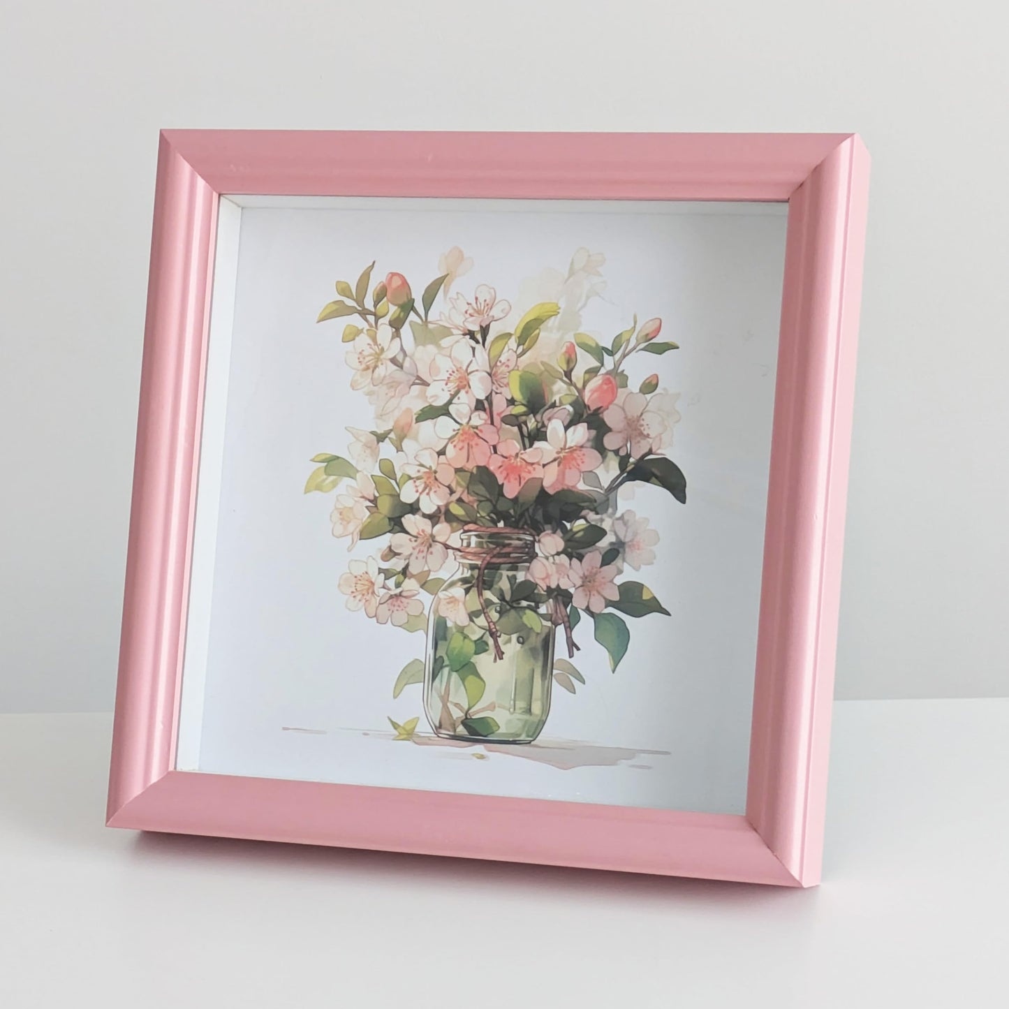 PLUSCHEN 8x8 Pink Picture Frame Resin Shadow Box Photo Frame Wall and Desktop Display, with Plexiglass