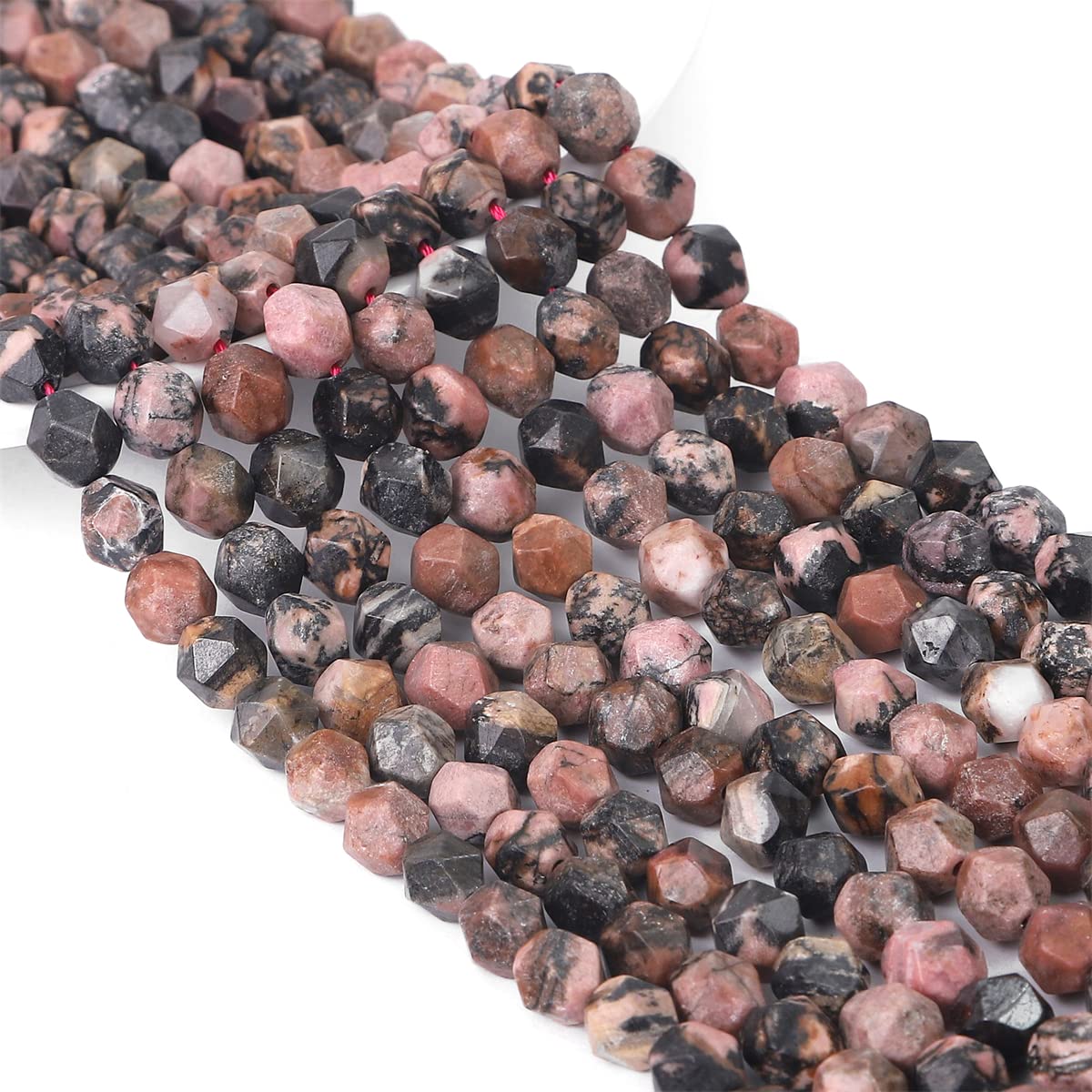 BEADIA Faceted Natural Rhodochrosite Stone Round Beads 6mm 36cm/Strand for Jewelry Making