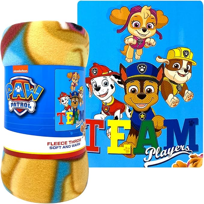 Nick Shop Paw Patrol Sleepover Set for Boys and Girls ~ 5 Pc Bundle with 45 x 60 Inch Fleece Blanket, Tote Bag, Stickers, More Bedroom Decor Kids, Toddlers, blankets