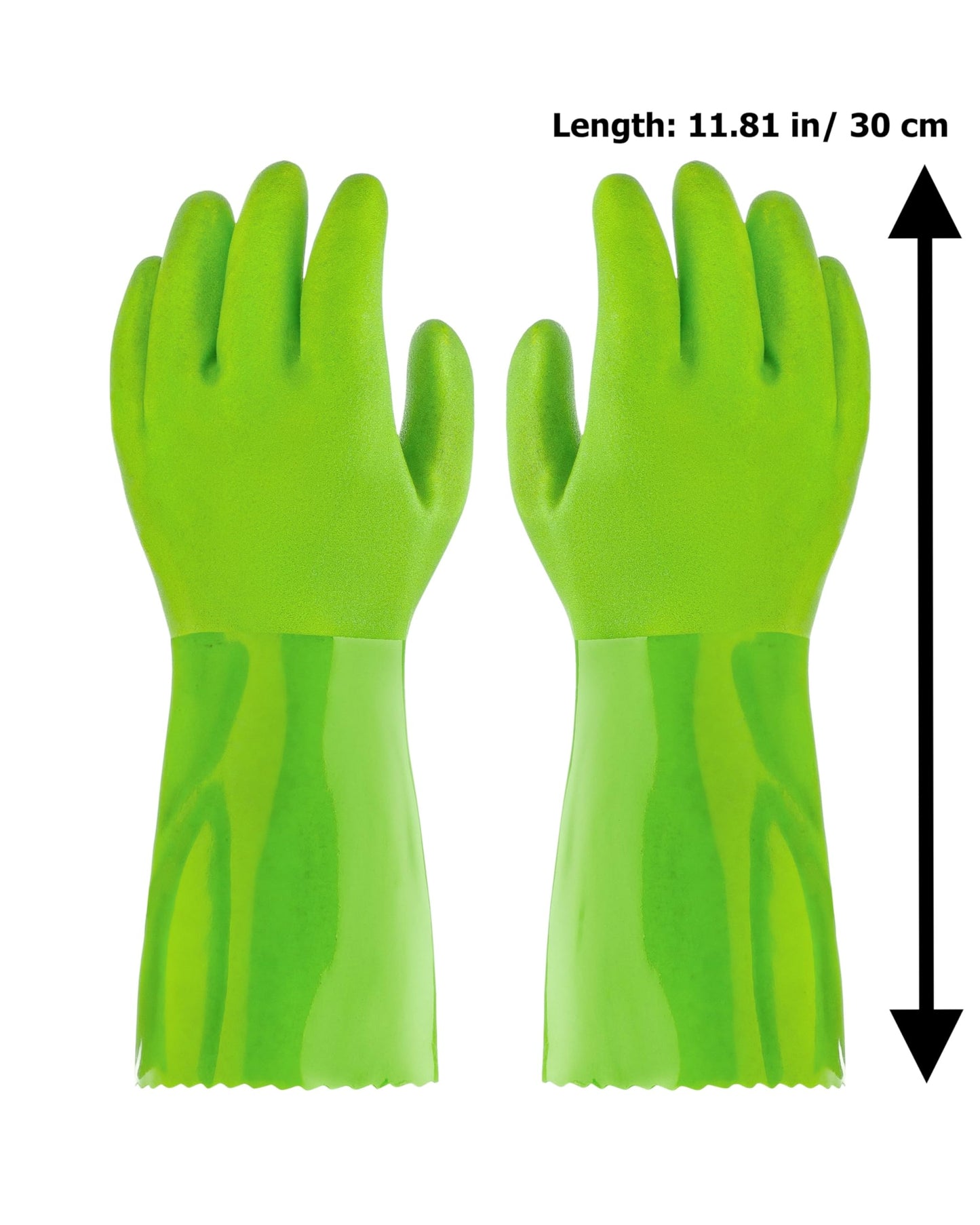 Kitchen-Star Ultimate Rubber Household PVC Gloves with Comfortable Cotton Lining, Anti-Slip surface, Kitchen Dishwashing, Extra Thickness, Kitchen Cleaning, Working, Painting, Pet Care (Medium, Green)