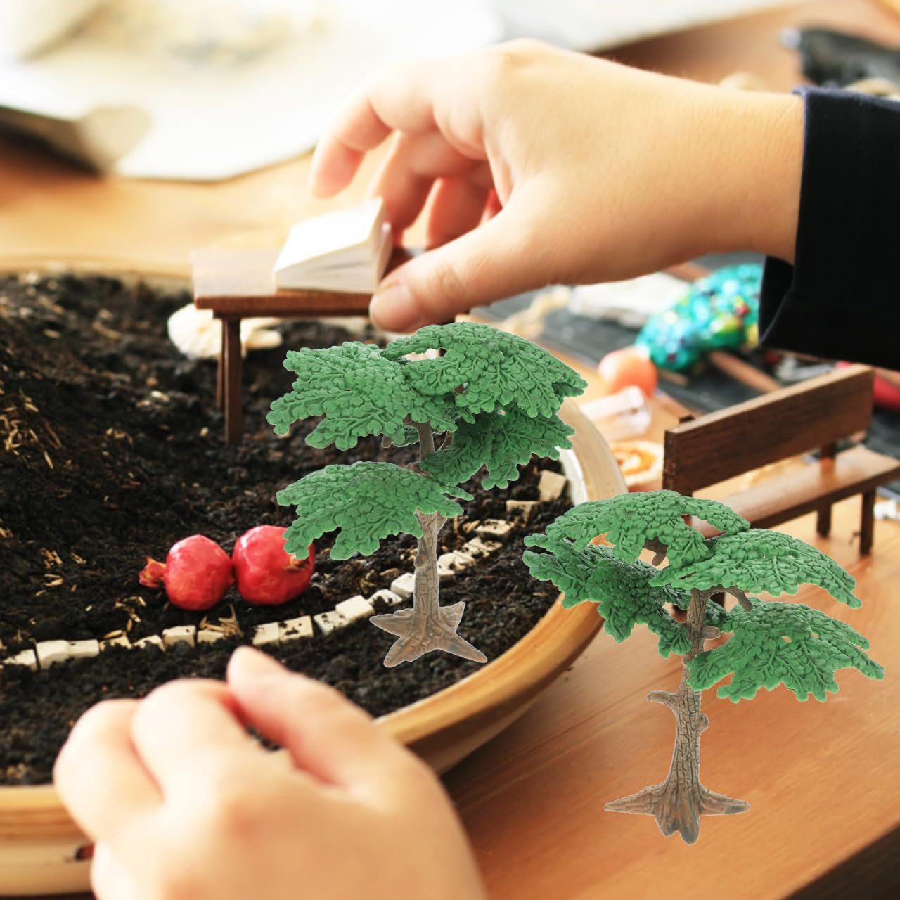 NUOBESTY Model Trees, 3pcs Mini Pine Tree Cypress Model Train Scenery Architecture Trees Fake Trees Model Diorama Tree for Landscape, Sand Table, Dollhouse Decor