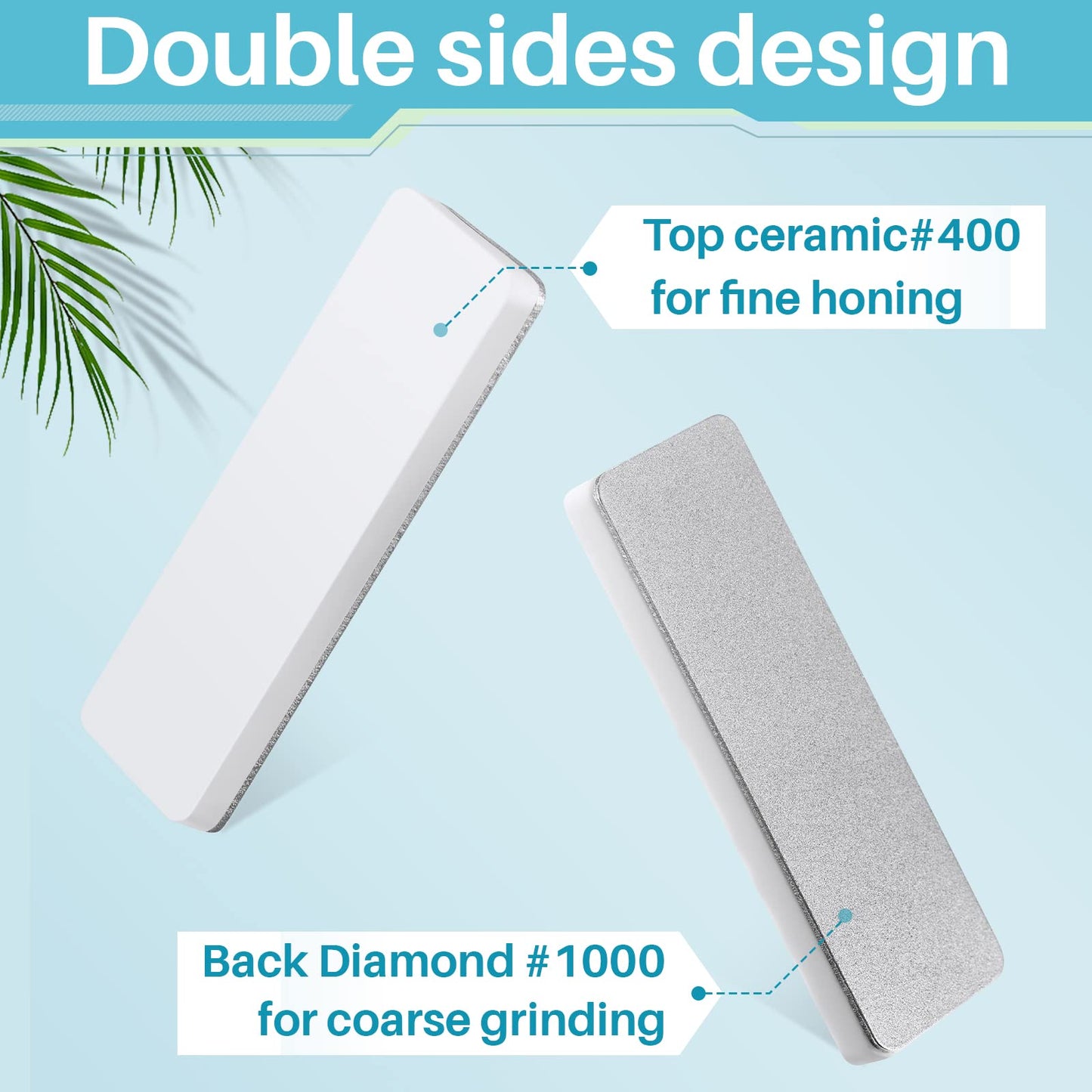 Patelai 2 Pcs Mini Pocket Knife Sharpener Stone Double Sided Portable Sharpening Stone Whetstone Diamond Ceramic Sharpen Tools 400/1000 Grit for Knives Scissors Kitchen Outdoor Survival Gear
