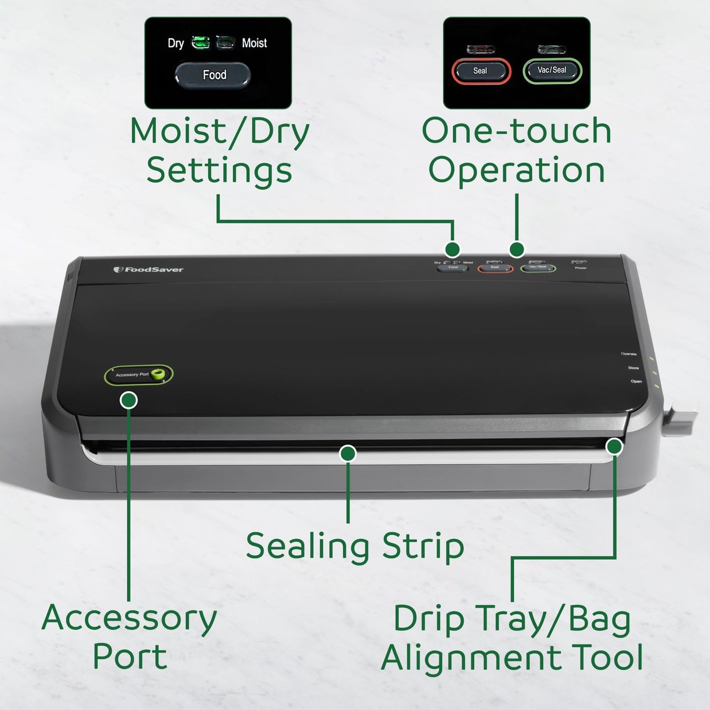 FoodSaver Vacuum Sealer Machine, Automatic Bag Detection, Sous Vide Friendly, with sealer bags, roll, handheld vacuum sealer, black