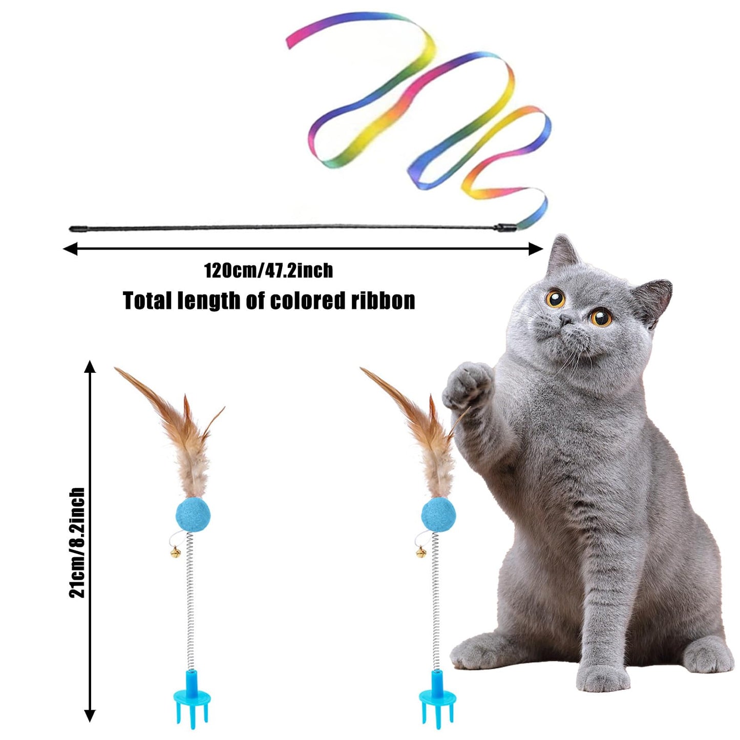 Kitten Starter Kit - 15 Piece Cat Essentials Set Includes Litter Box, Toys, Collars, Scratch Pad, Nail File, Automatic Feed Bowls, Grooming Gloves (Gray)