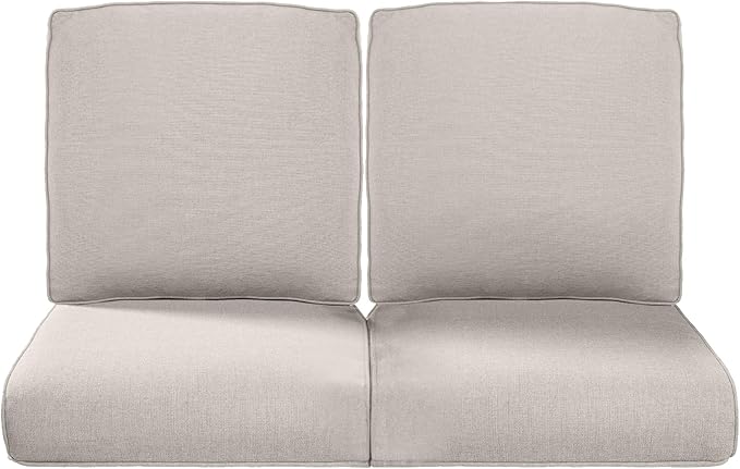 Pop 22x25/22x24 Outdoor Seat Cushions Set of 2 - Comfortable High Back Water-Resistant Patio Wicker Chairs Cushion for Dining Rocker Glider Loveseat Couch Sectional Sofa - Beige/Classic