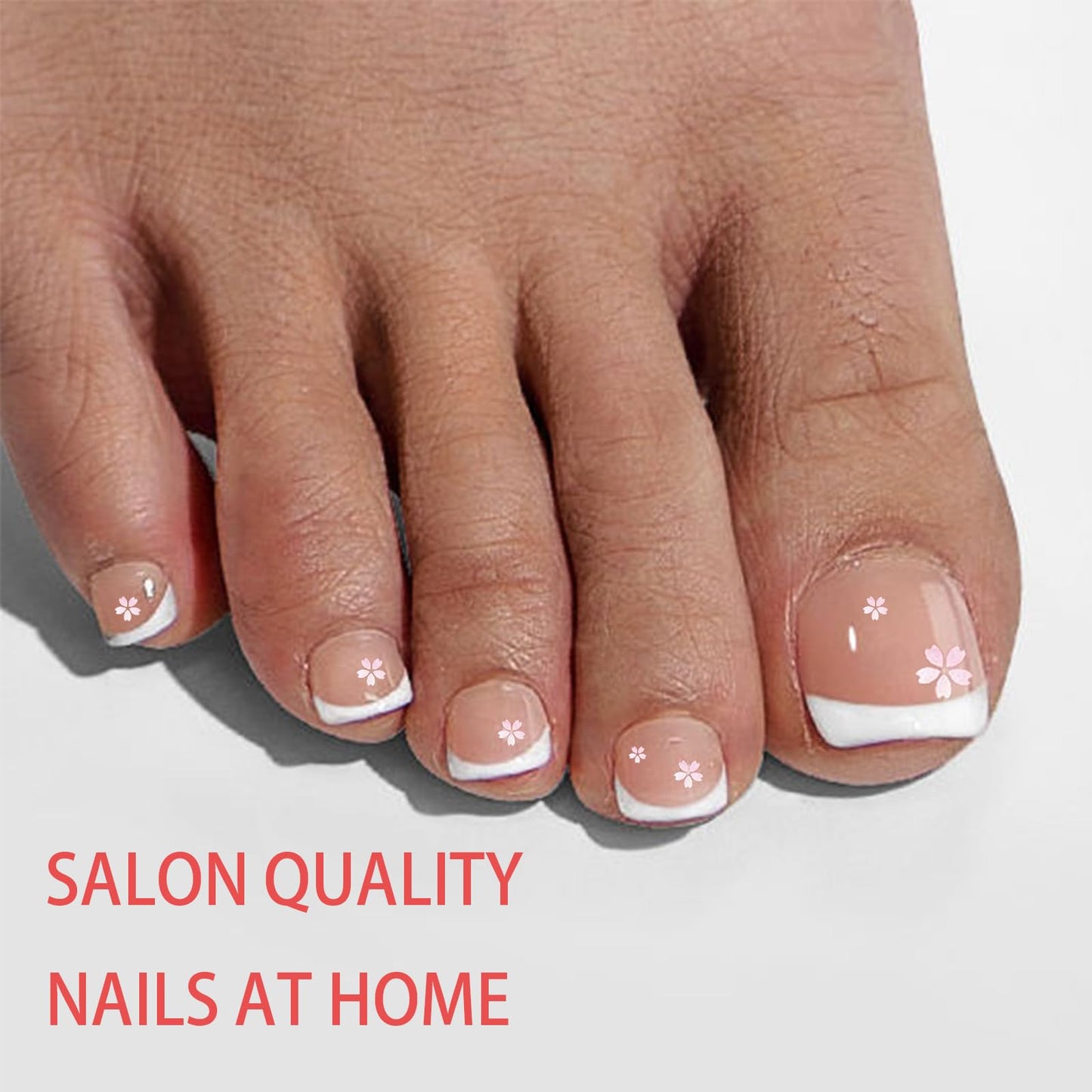 216pcs French Tip Press on Toenails Short Square，OPkssnails Skin Toe Nail Press On, Pre-Designed Soft Gel Toe Nail Tips, Soak off Acrylic Fake Toe Nail Extensions 12 Sizes