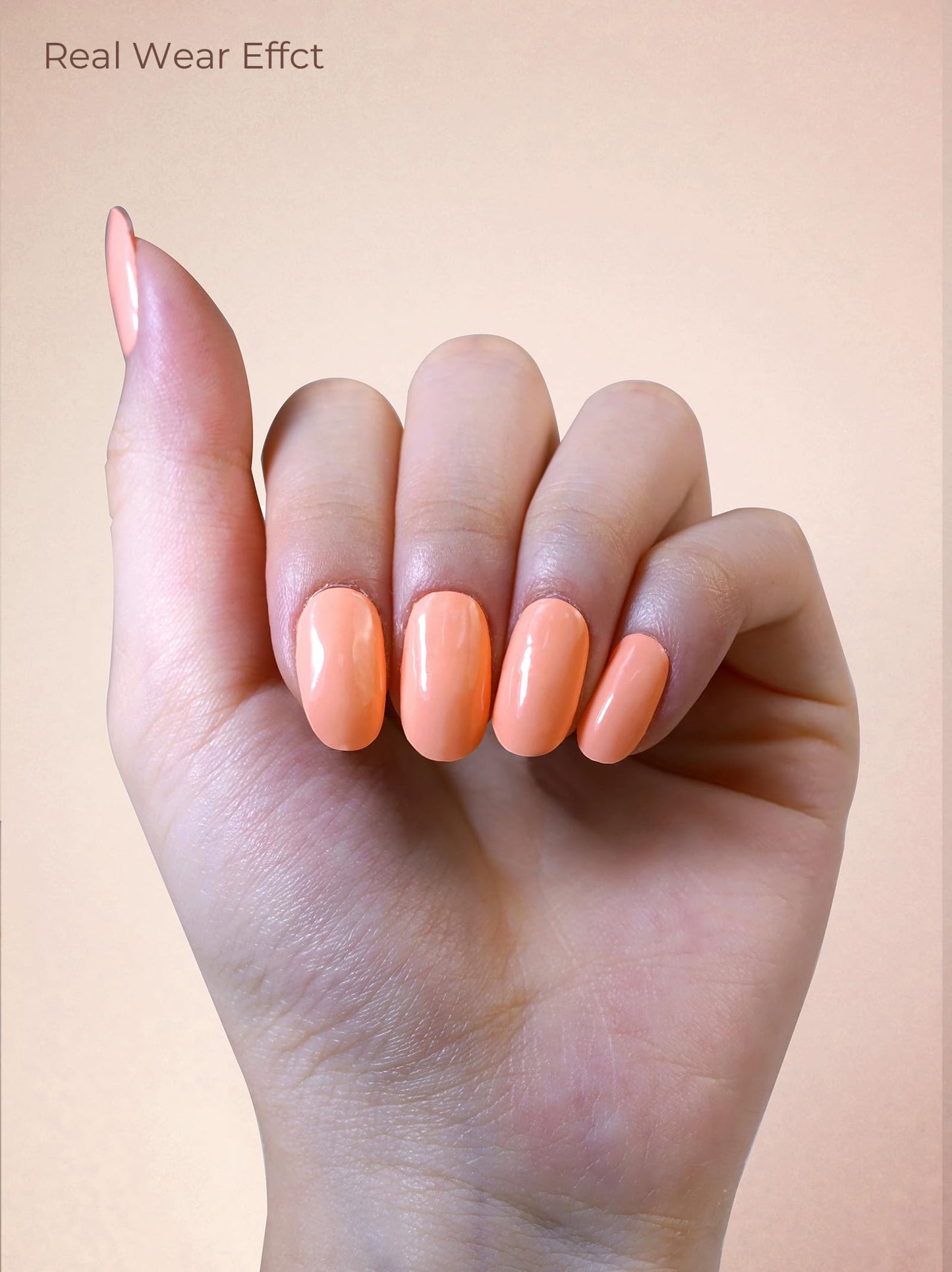 Beaolata Real Gel Nail Strips (No UV Light Needed) - 44Pcs Salon Quality Nail Stickers - Long Lasting Polish Wraps for Women, Easy Apply & Remove (Marigold Orange