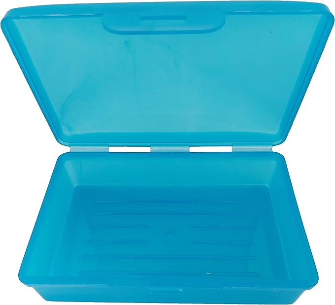 Soap Box 1 Ct Aqua - Made in The USA - Soapbox with Hinged Lid and Secure Latch