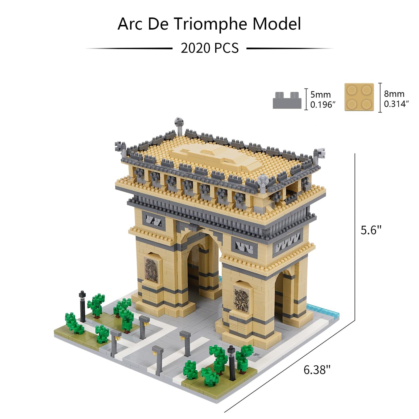 Geniteen Building Blocks Set Arc De Triomphe Model Micro Building Blocks 2020 PCS Famous Architecture Building Kit, Gifts for Kids and Adult