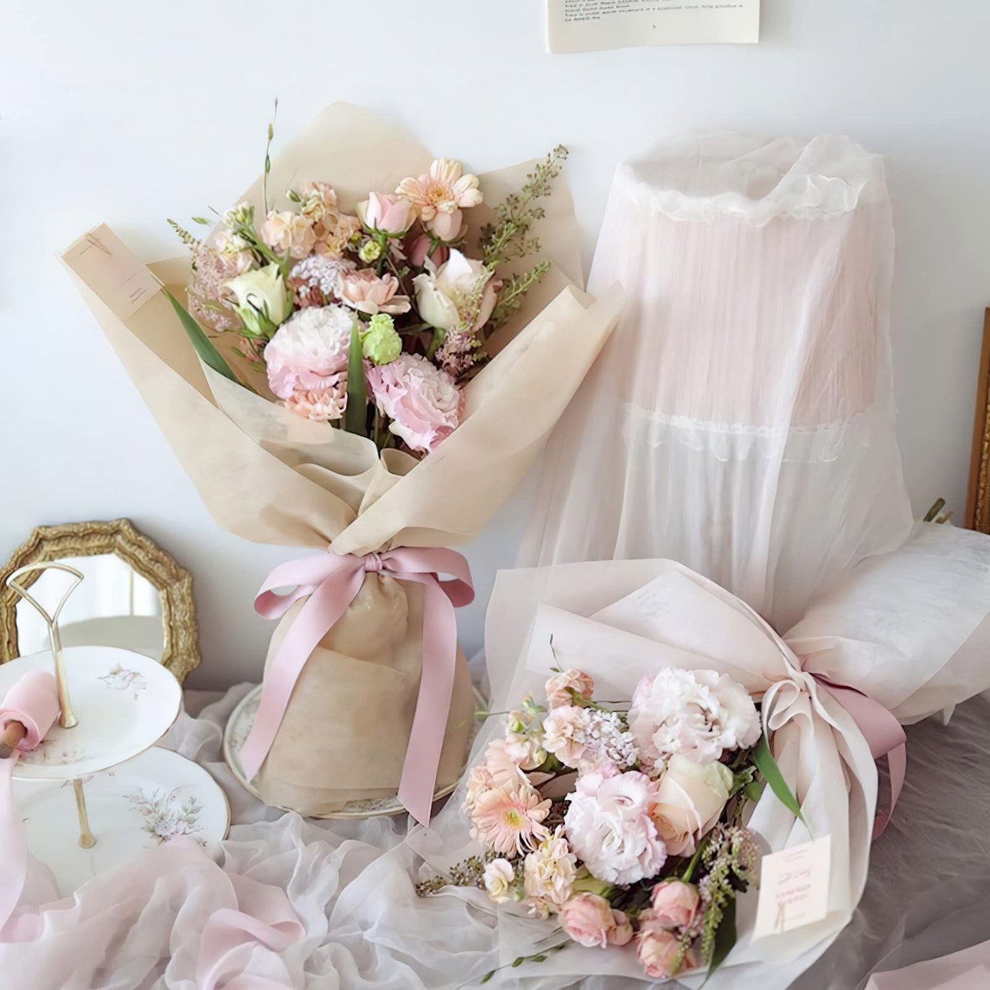 LWFyyds 20 sheets Korean Wrapping Paper Flower Wrap Waterproof Bouquet Wrap Tissue Florist Supplies, 22.8 inch x 22.8 inch (Withe01)