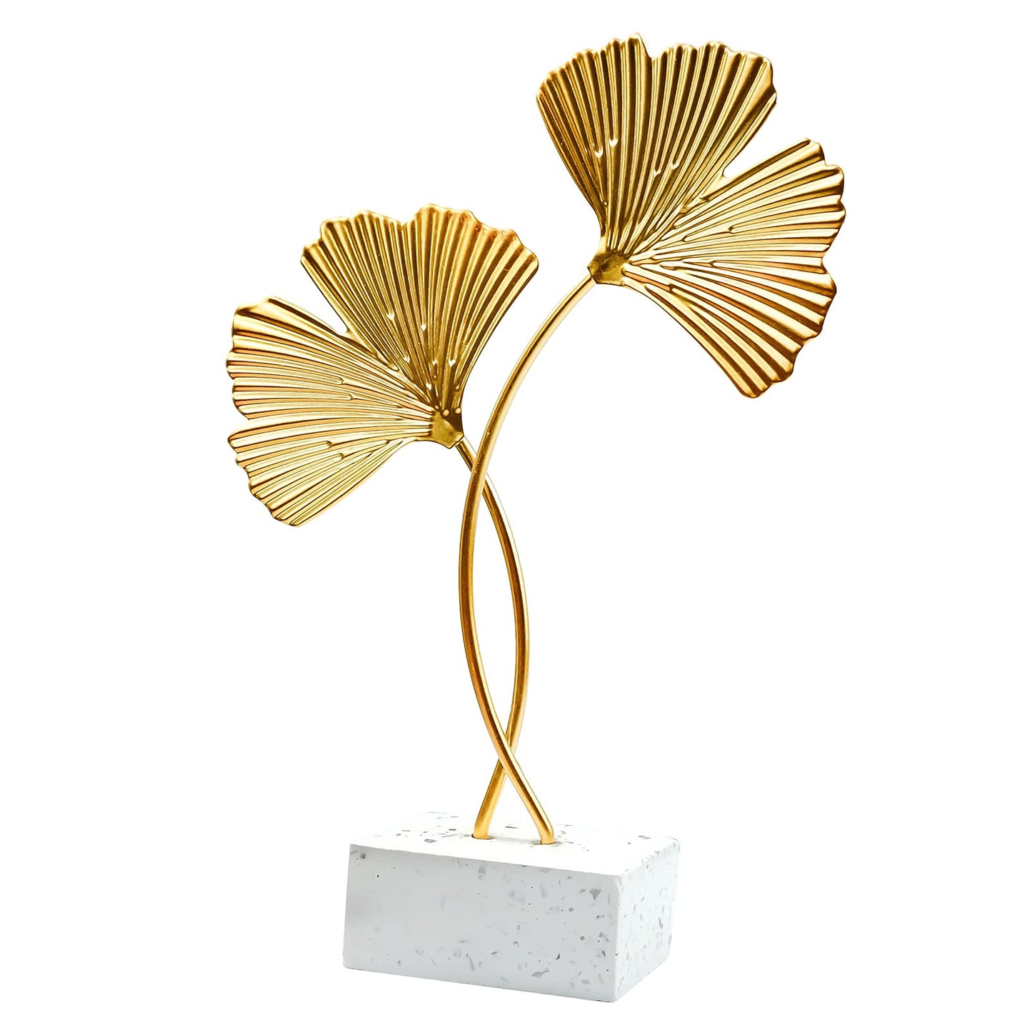 inheming Metal Ginkgo Leaf Ornaments, Gold Ginkgo Leaf Desktop Decoration Sculpture, Modern Creative Home Décor Accents Statue for Office, Bedroom, Bookshelf