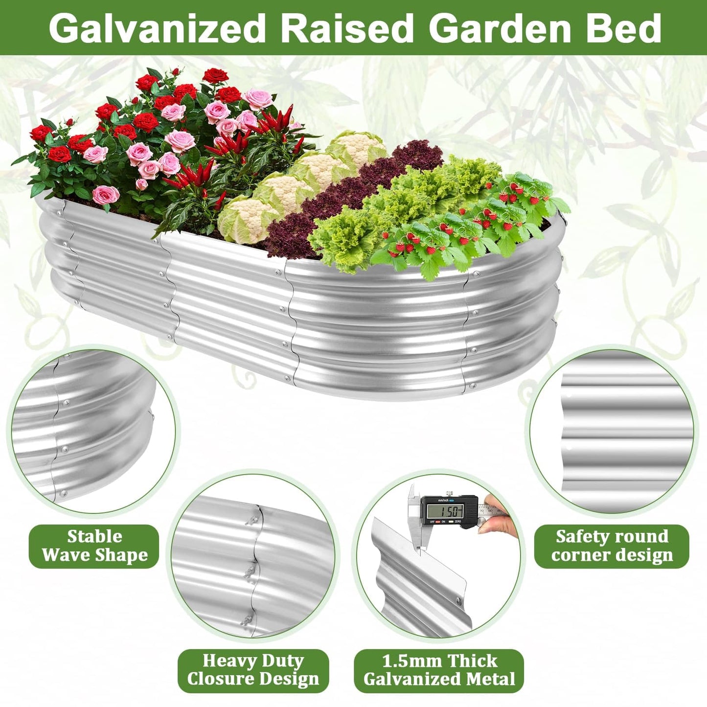Galvanized Raised Bed with Cucumber Trellis, Garden Arch Trellis Outdoor Reusable A-Frame Metal Trellis with Trellis Net for Pea Vegetable Bean Grape Vines Flowers Climbing Plants Stand Support