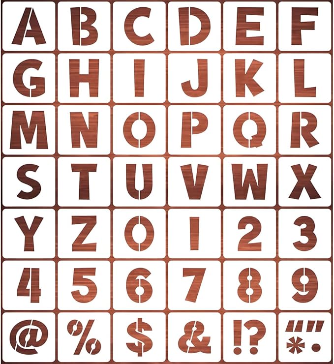 REOLAN 1.5 Inch Letter Stencils for Painting - 42 Pack Alphabet Letter and Number Stencil Templates with Signs for Painting, Reusable Letters Numbers Stencils for Chalkboard Wood Crafts & Wall Decor